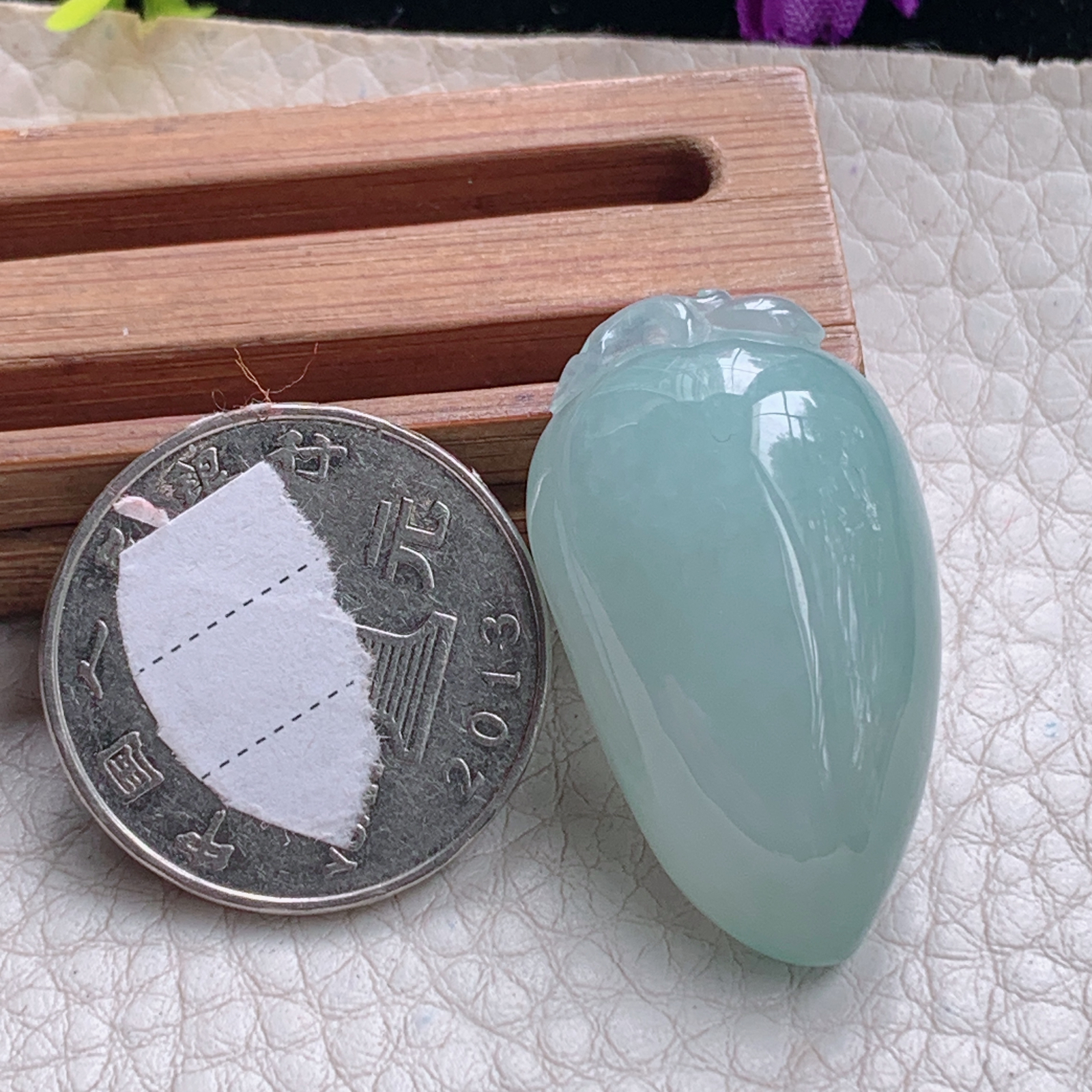 zz3实拍33*19.5*11缅甸翡翠冰透天空蓝大福瓜吊坠 平安福禄玉坠