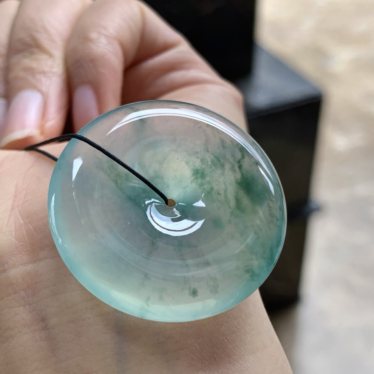 冰蓝花平安扣^_^透亮 尺寸34.2