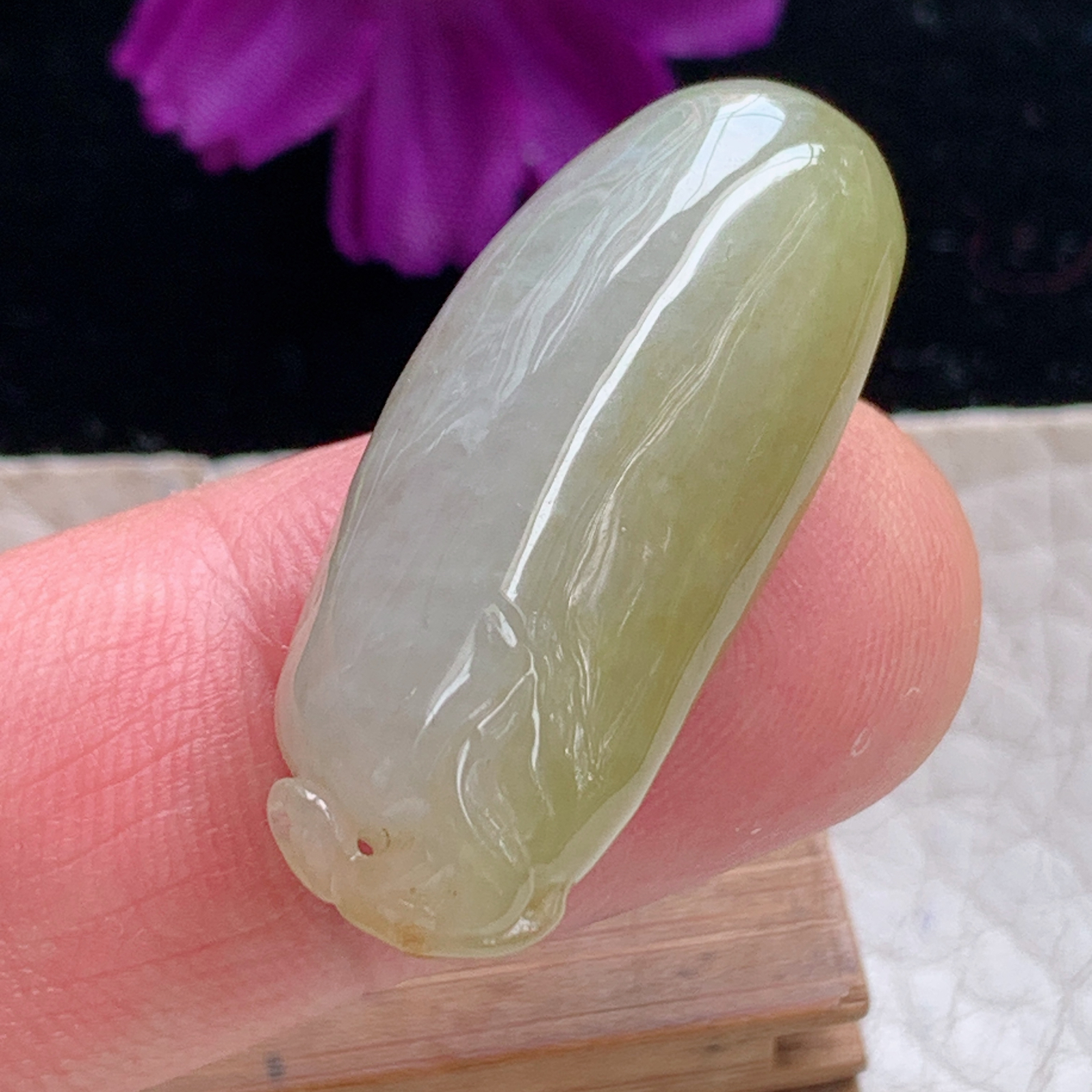 zz3实拍33*14*10缅甸翡翠冰黄翡胖福瓜吊坠福气绵绵锁骨坠