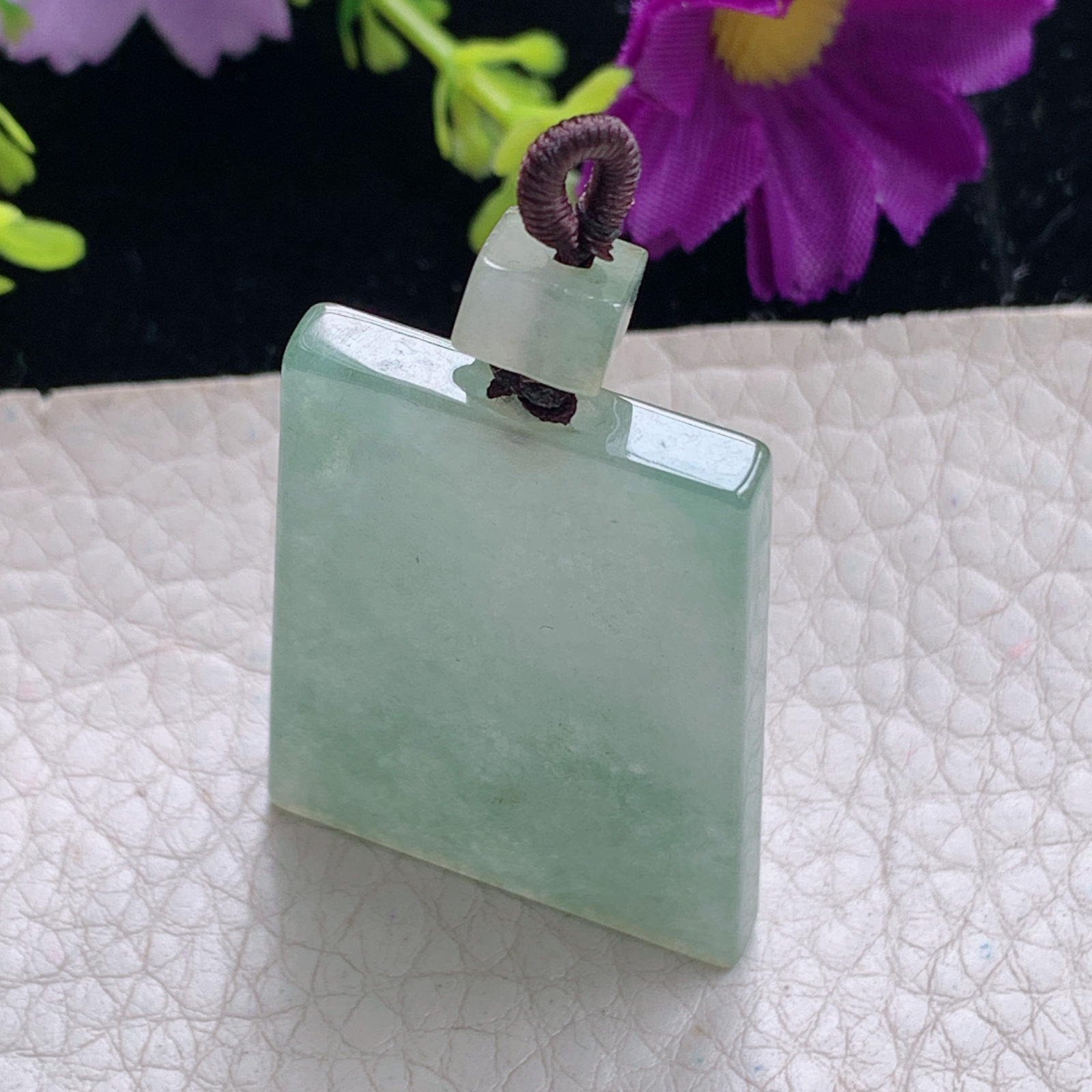 zz3实拍40*28.8*4.2缅甸翡翠冰油青平安无事牌吊坠