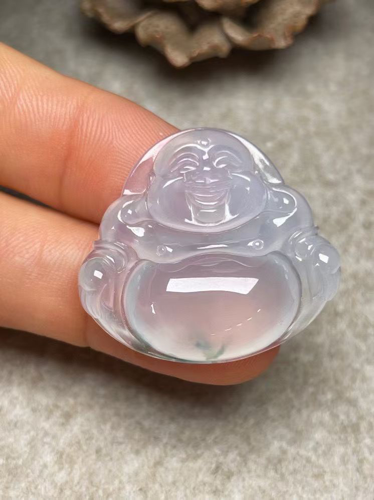 冰种飘花【佛公】吊坠、种水好，玉质细腻 ，卖相好.