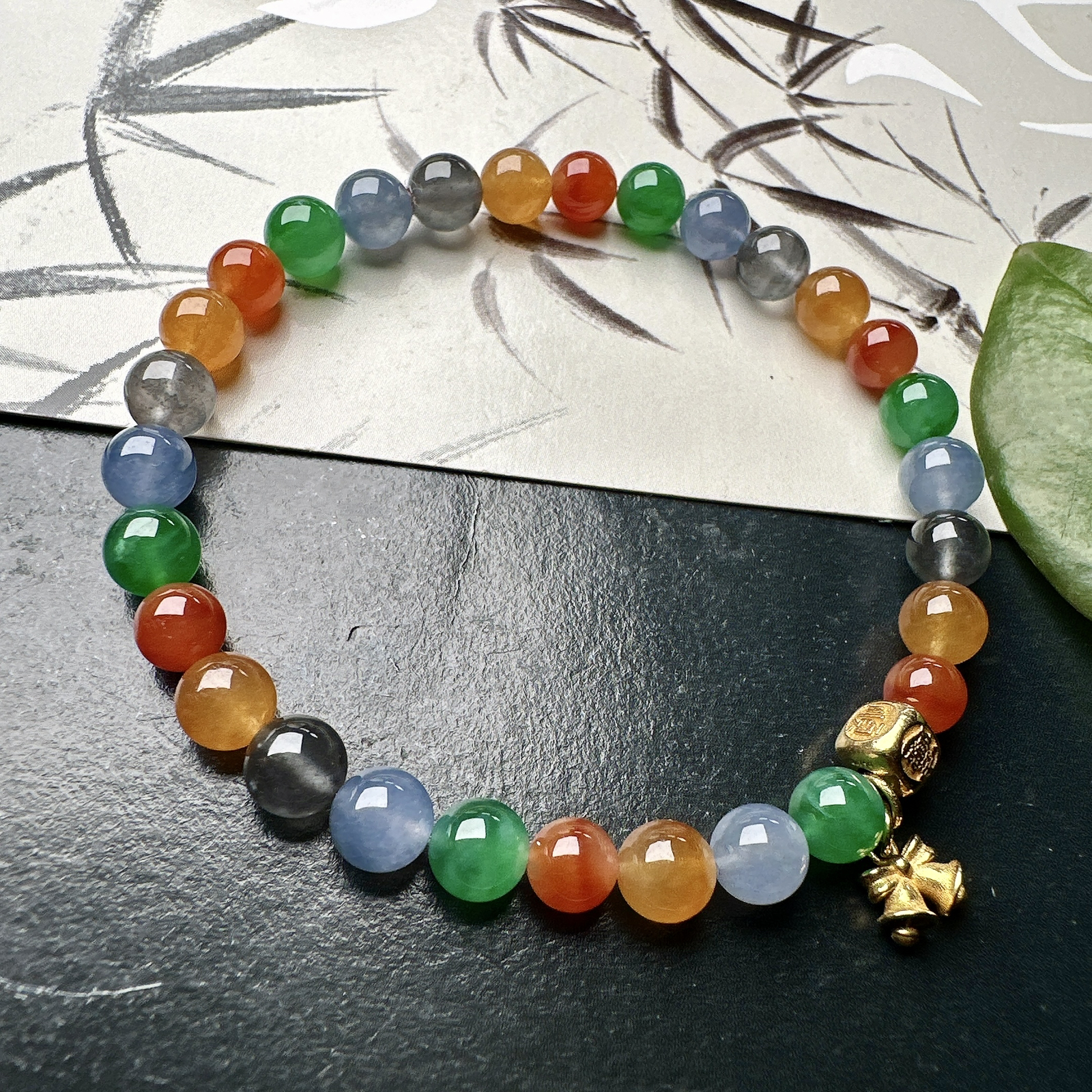 【冰种多宝+18k金钻镶嵌搭配手串】晶莹多彩的糖果串，多宝手串，颜色丰富，更重要的是种水都很好，性价