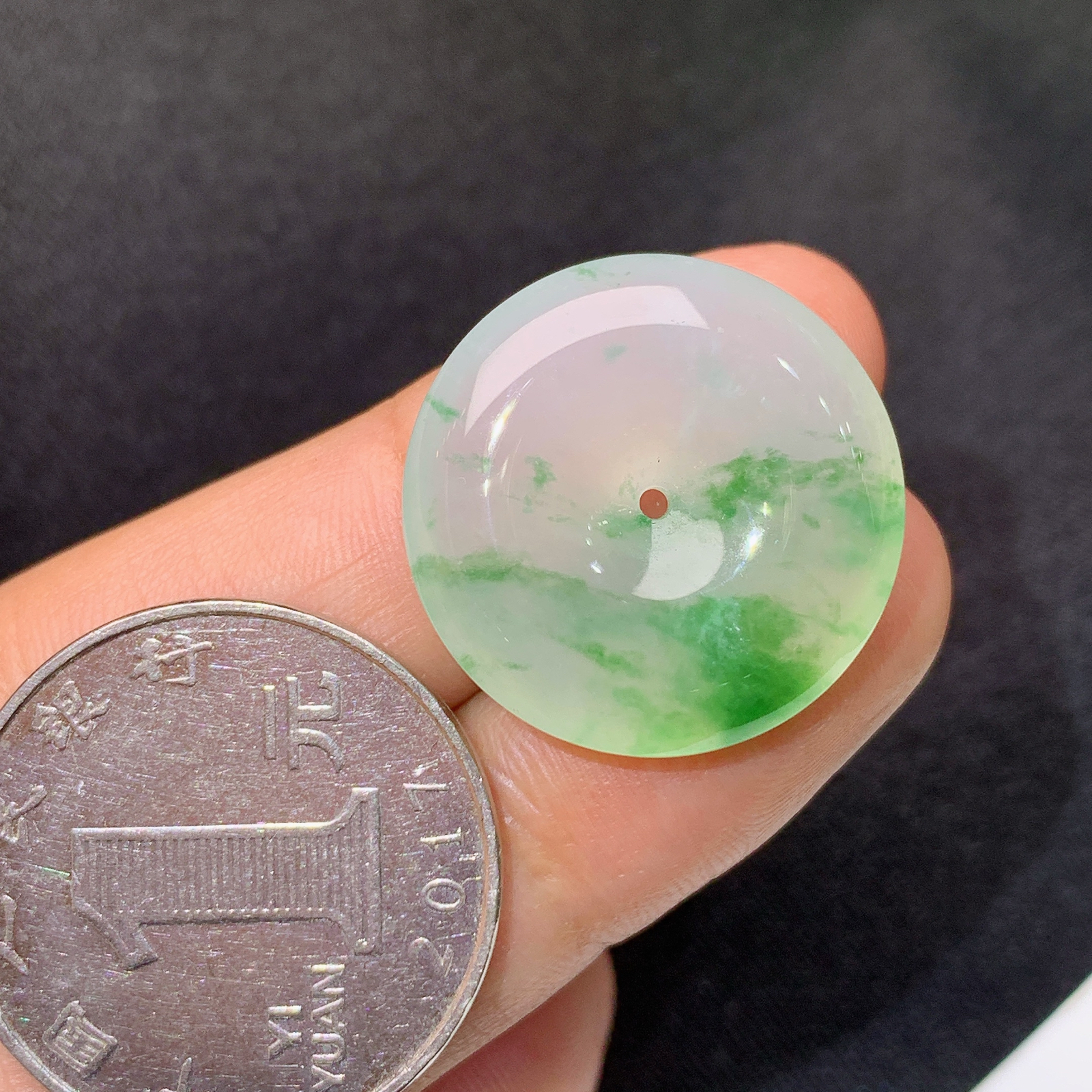 冰飘花平安扣，冰冰润润，玉质细腻，种水足，Nt尺寸22*5.6