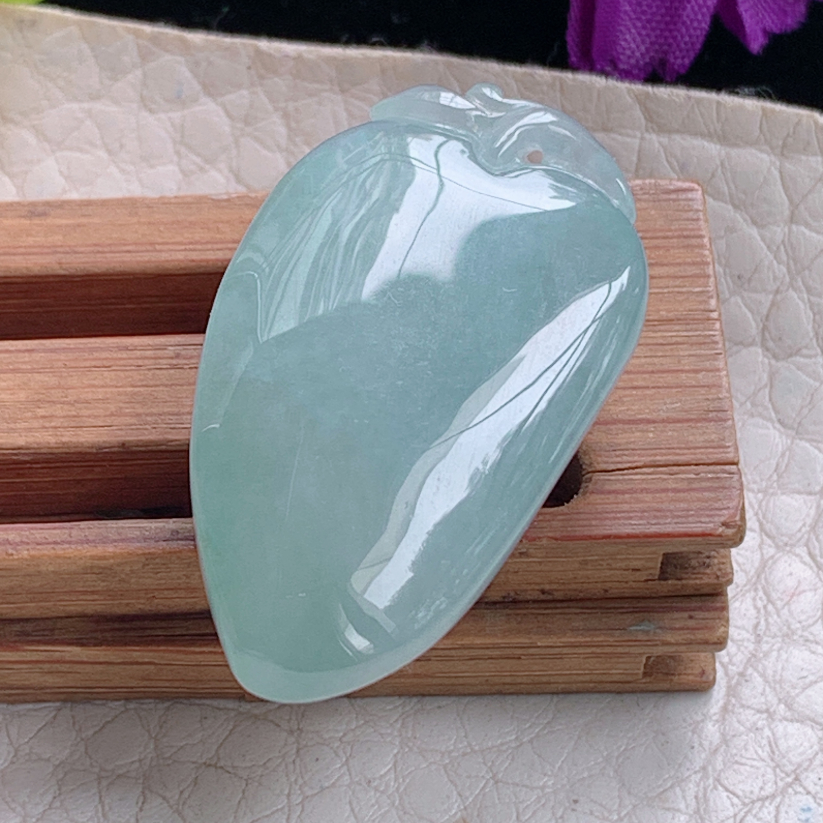 zz3实拍33*19.5*11缅甸翡翠冰透天空蓝大福瓜吊坠 平安福禄玉坠