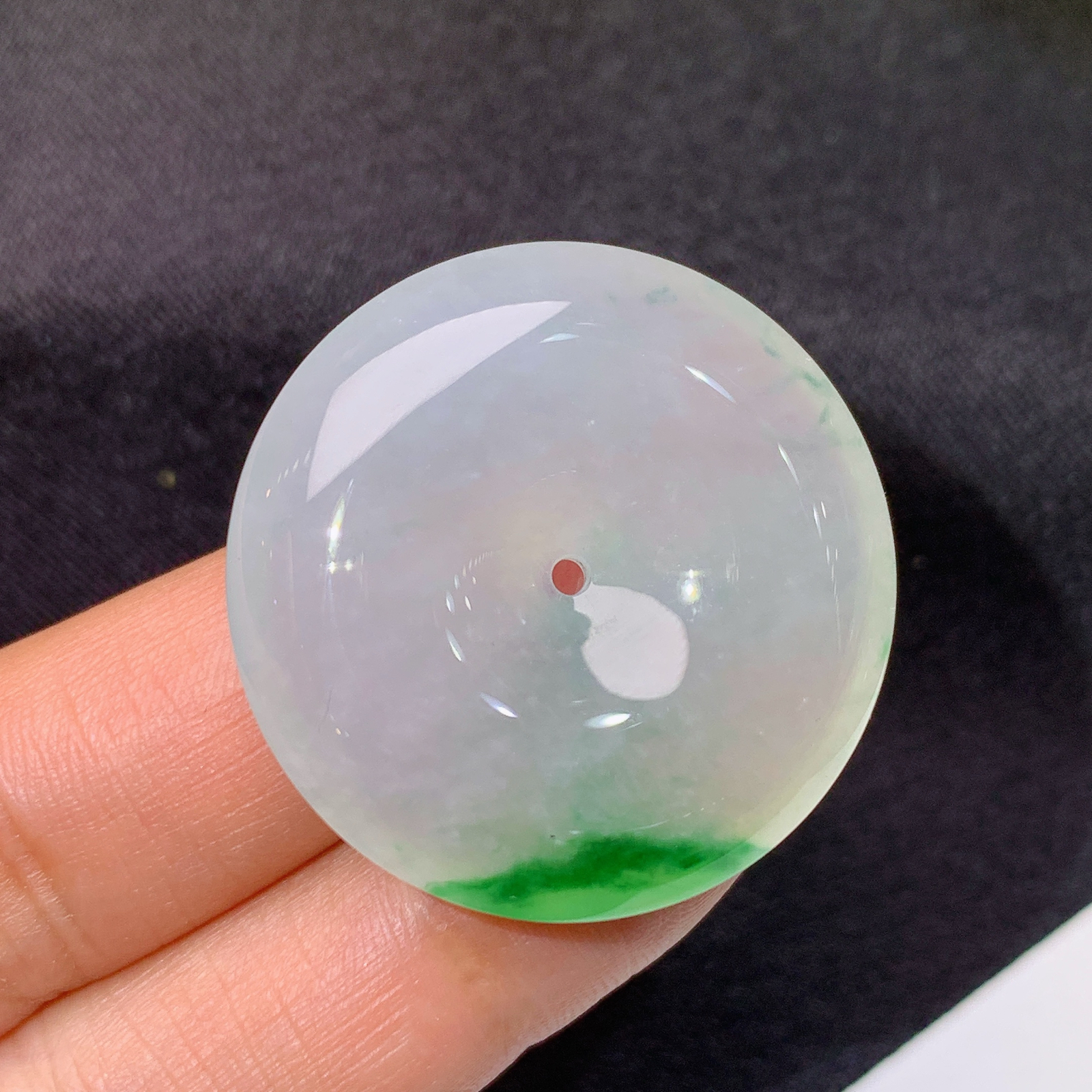 冰飘绿平安扣，玉质细腻，种水足，Xq尺寸30.5*7.7