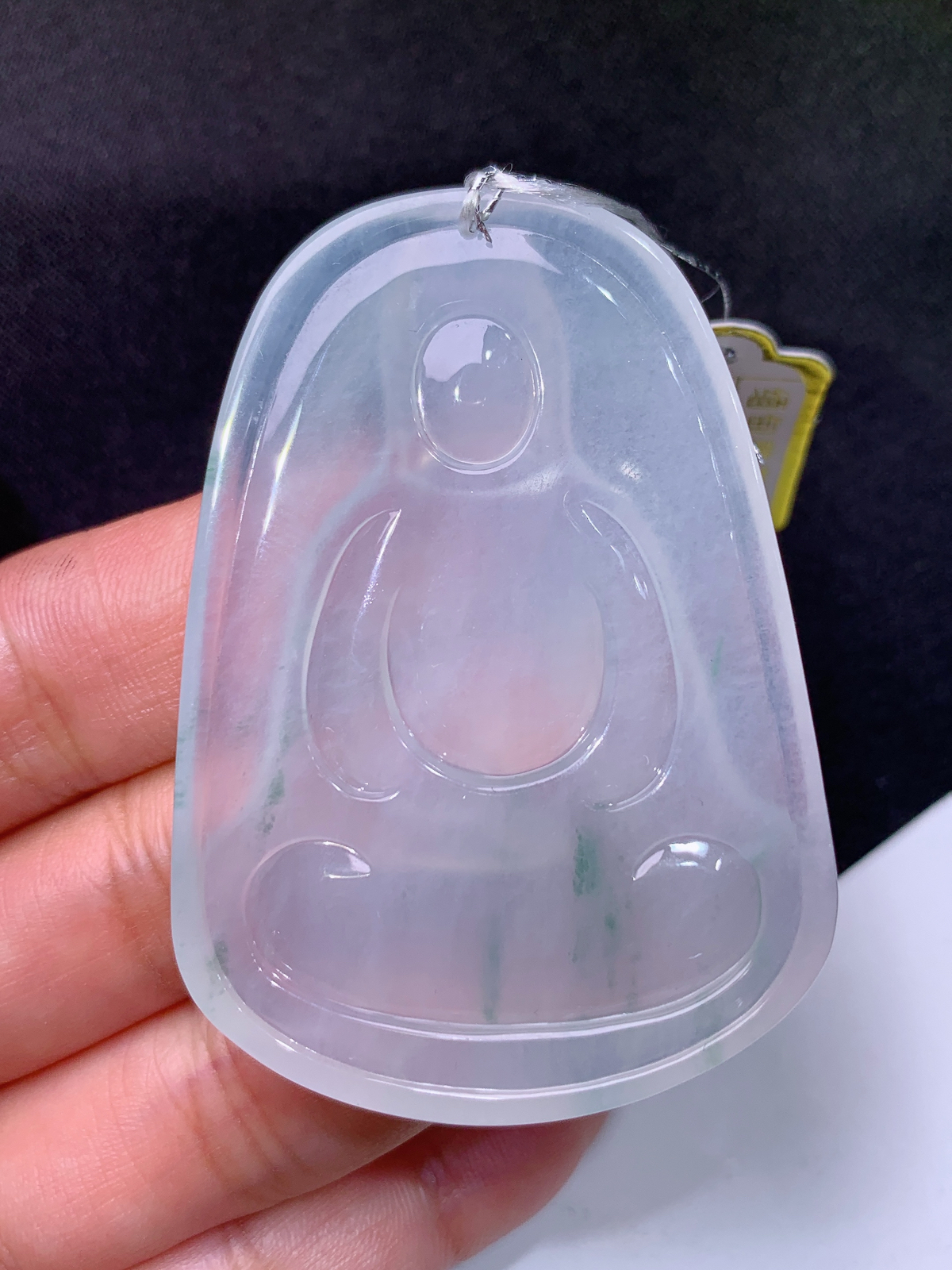 冰飘花素衣观音吊坠，冰冰润润，玉质细腻，种水足，Sf尺寸55.5*39.6*6.5