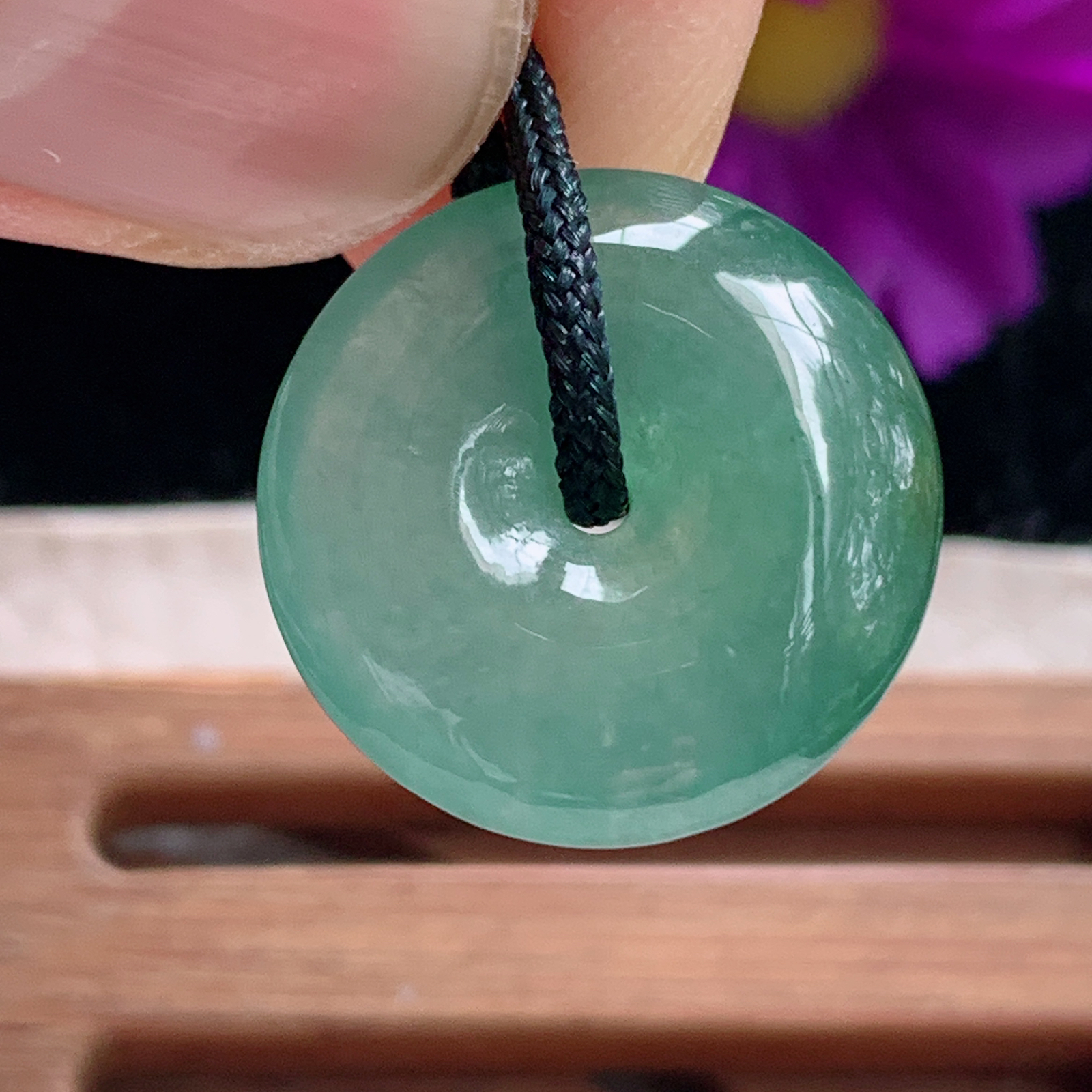 zz3实拍19.3*5.3缅甸翡翠冰种晴水小平安扣吊坠 宝宝小孩平安玉坠