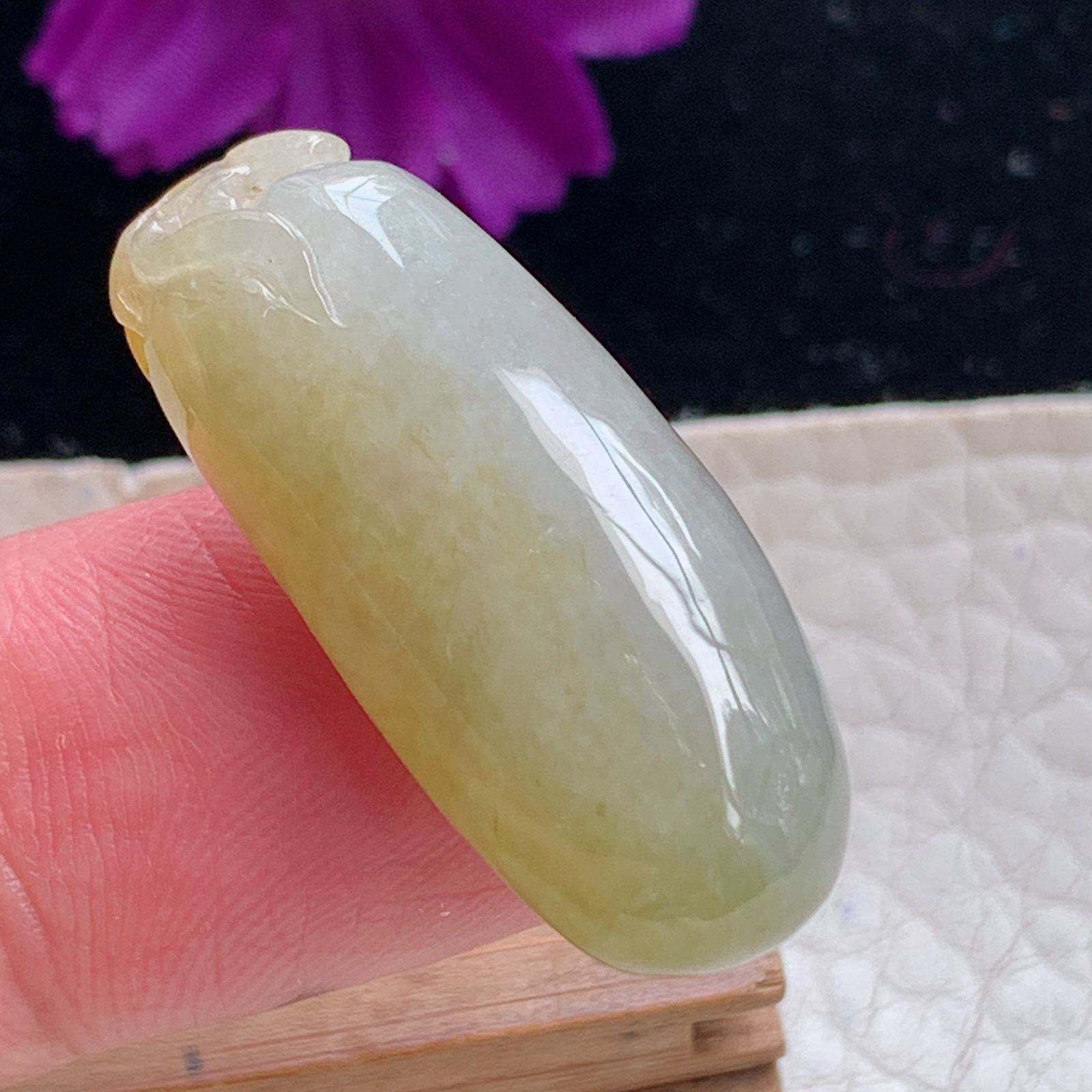 zz3实拍33*14*10缅甸翡翠冰黄翡胖福瓜吊坠福气绵绵锁骨坠