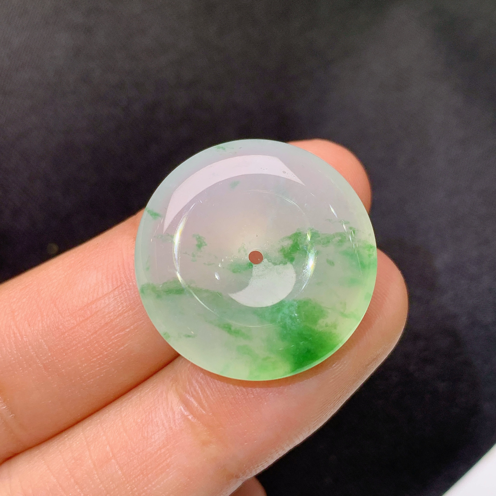 冰飘花平安扣，冰冰润润，玉质细腻，种水足，Nt尺寸22*5.6