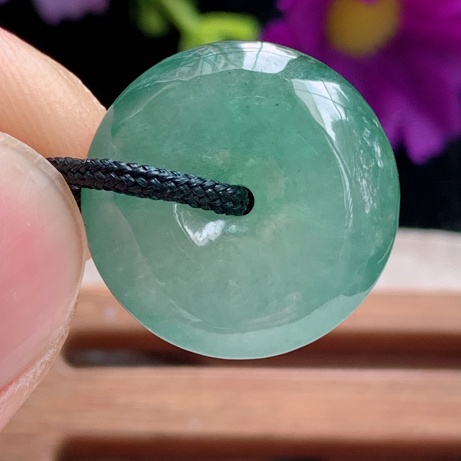 zz3实拍19.3*5.3缅甸翡翠冰种晴水小平安扣吊坠 宝宝小孩平安玉坠