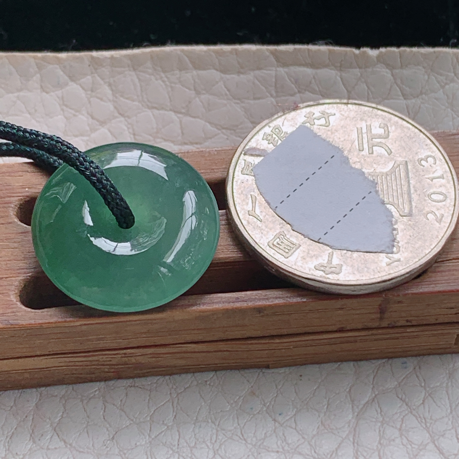 zz3实拍19.3*5.3缅甸翡翠冰种晴水小平安扣吊坠 宝宝小孩平安玉坠