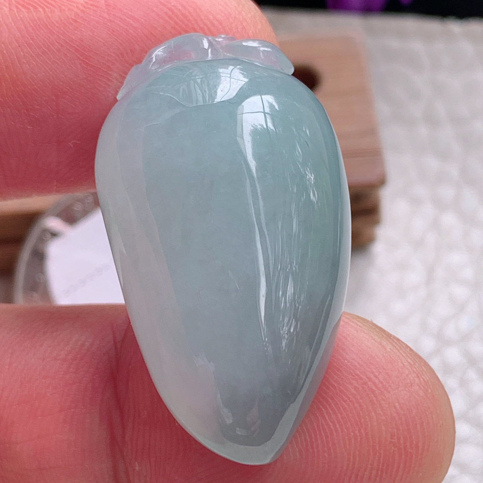 zz3实拍33*19.5*11缅甸翡翠冰透天空蓝大福瓜吊坠 平安福禄玉坠