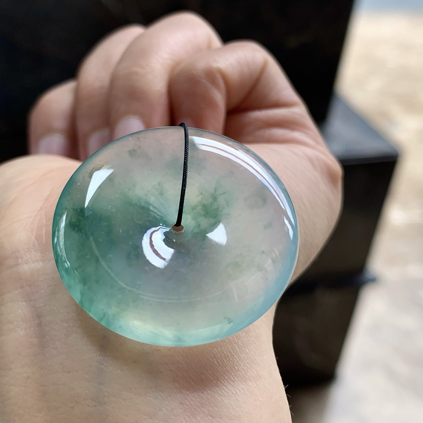 冰蓝花平安扣^_^透亮 尺寸34.2