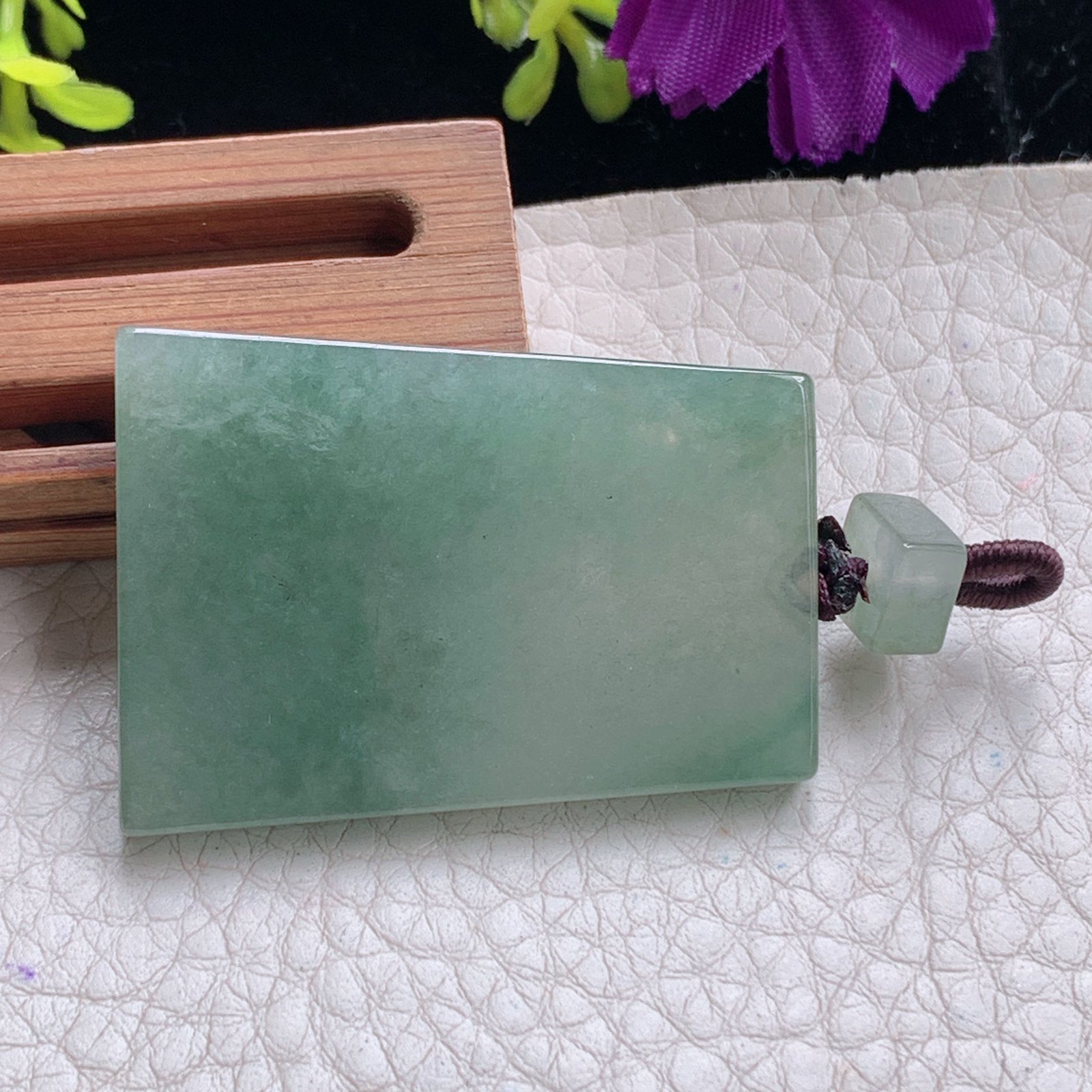 zz3实拍40*28.8*4.2缅甸翡翠冰油青平安无事牌吊坠