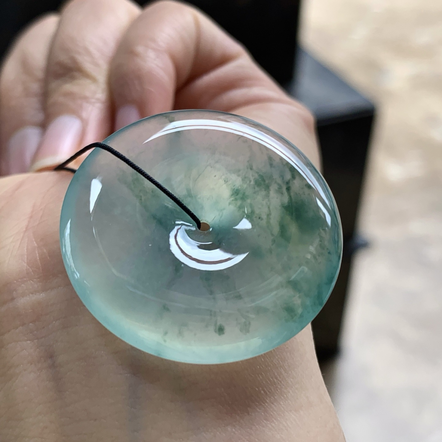 冰蓝花平安扣^_^透亮 尺寸34.2