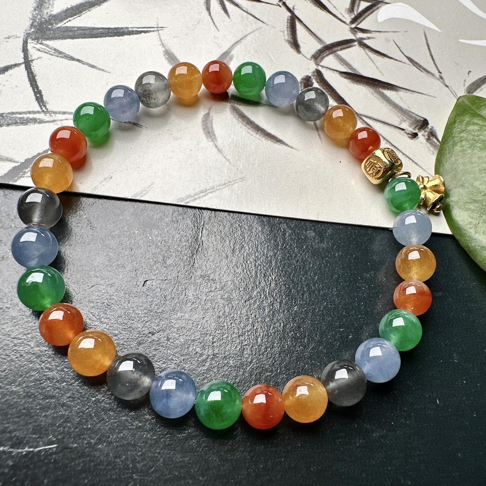 【冰种多宝+18k金钻镶嵌搭配手串】晶莹多彩的糖果串，多宝手串，颜色丰富，更重要的是种水都很好，性价