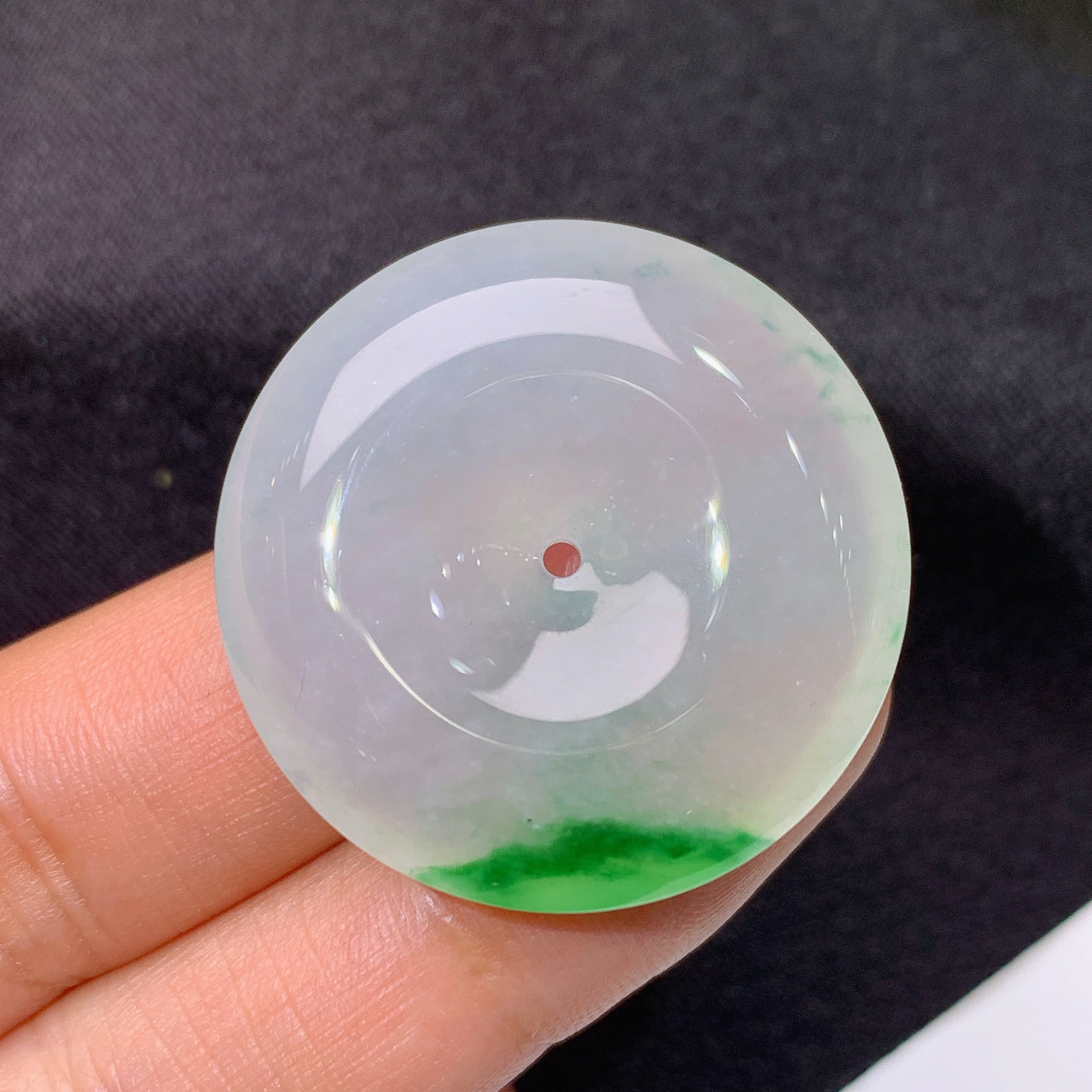 冰飘绿平安扣，玉质细腻，种水足，Xq尺寸30.5*7.7