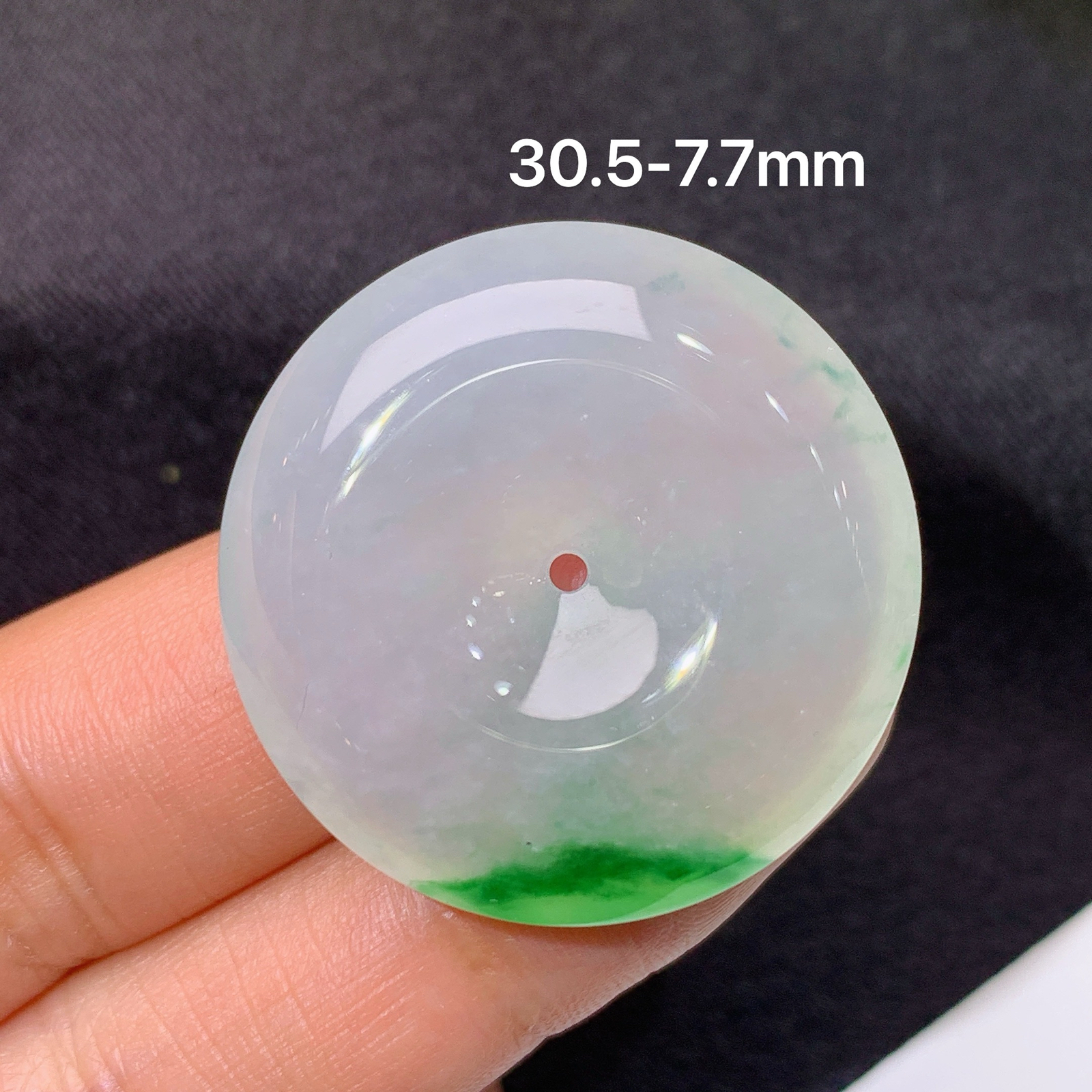 冰飘绿平安扣，玉质细腻，种水足，Xq尺寸30.5*7.7