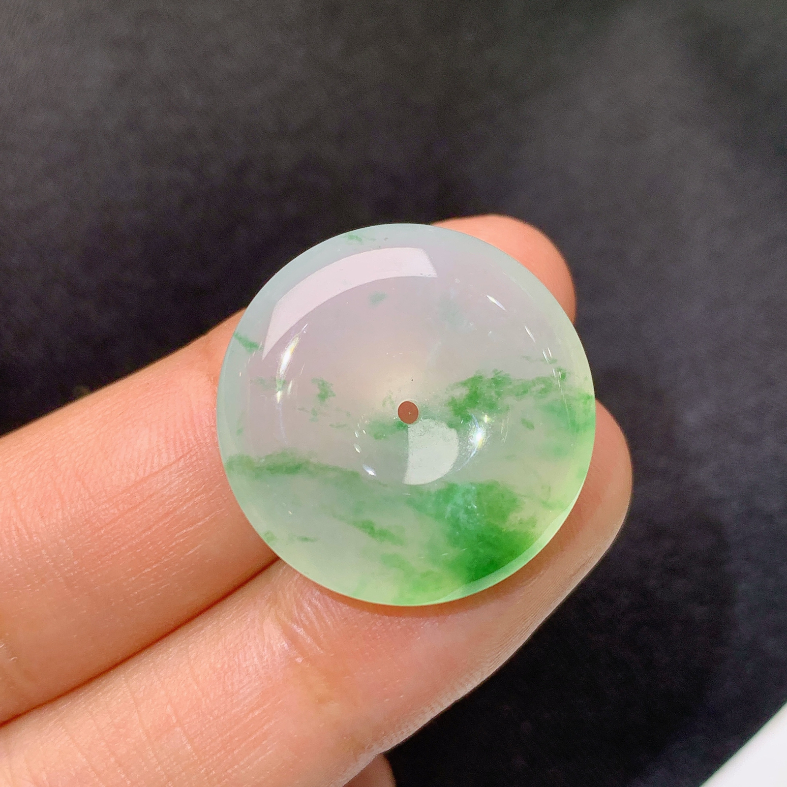 冰飘花平安扣，冰冰润润，玉质细腻，种水足，Nt尺寸22*5.6