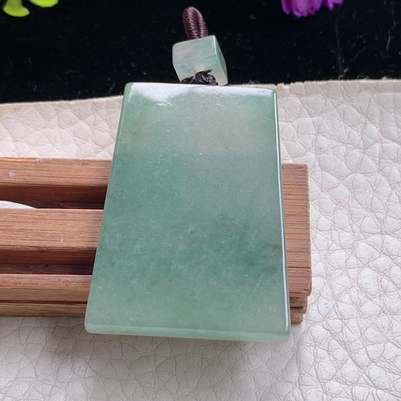 zz3实拍40*28.8*4.2缅甸翡翠冰油青平安无事牌吊坠