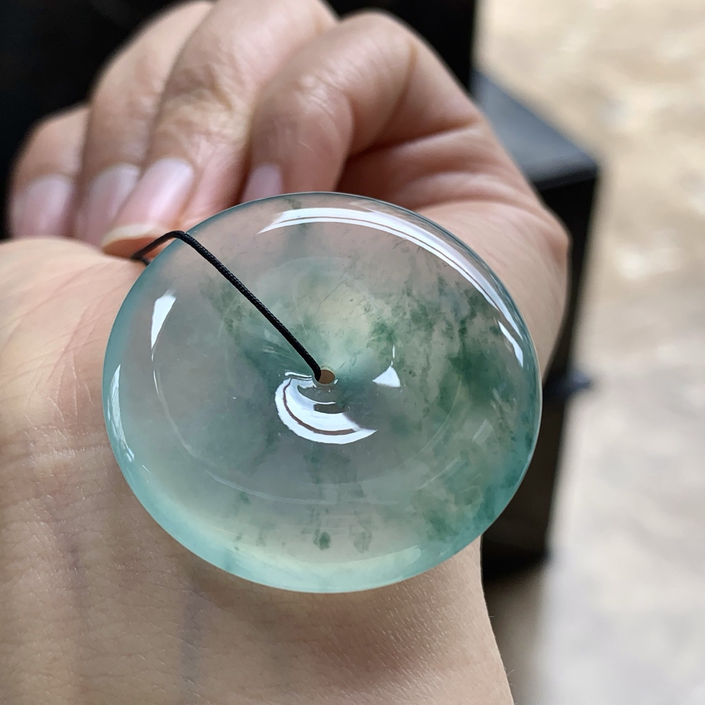 冰蓝花平安扣^_^透亮 尺寸34.2