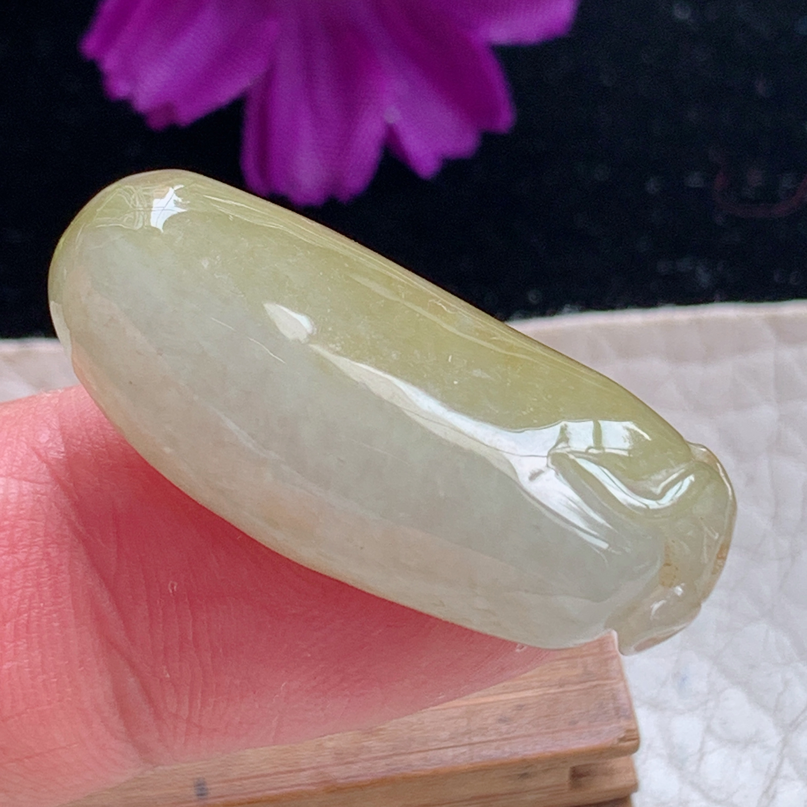 zz3实拍33*14*10缅甸翡翠冰黄翡胖福瓜吊坠福气绵绵锁骨坠