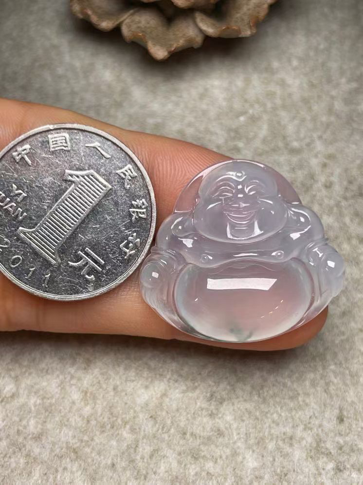 冰种飘花【佛公】吊坠、种水好，玉质细腻 ，卖相好.