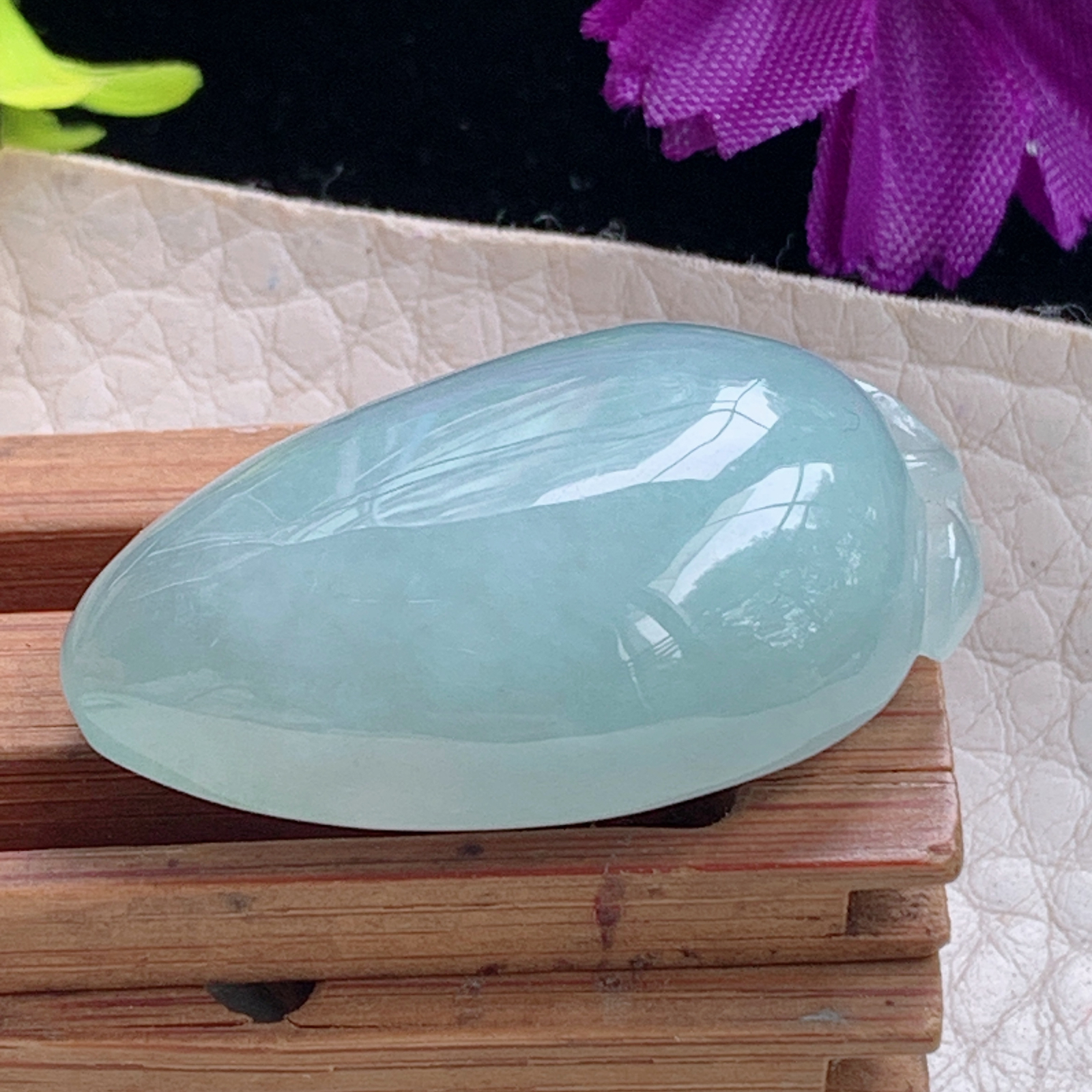 zz3实拍33*19.5*11缅甸翡翠冰透天空蓝大福瓜吊坠 平安福禄玉坠