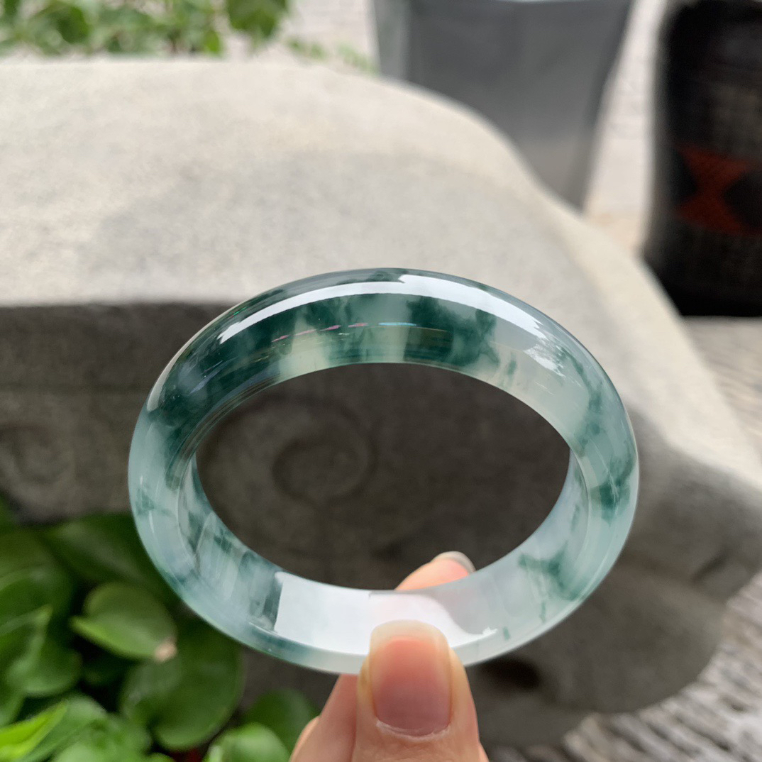 圈口 57-14.9-8【冰种飘花正圈手镯】正圈57 58可戴