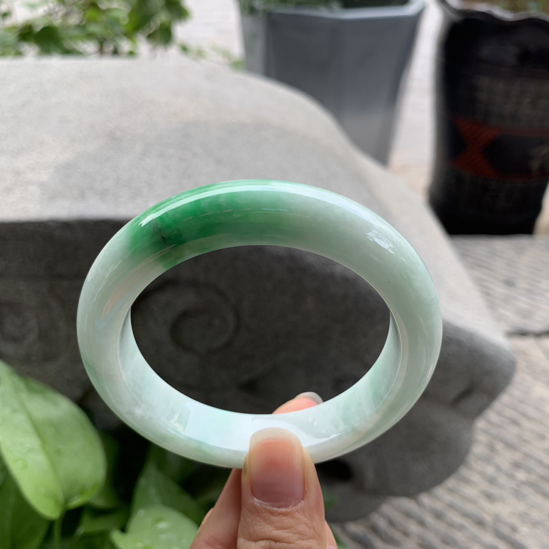 圈口 57.4-12.8-9.9【飘辣绿正圈手镯】正圈57 58可戴