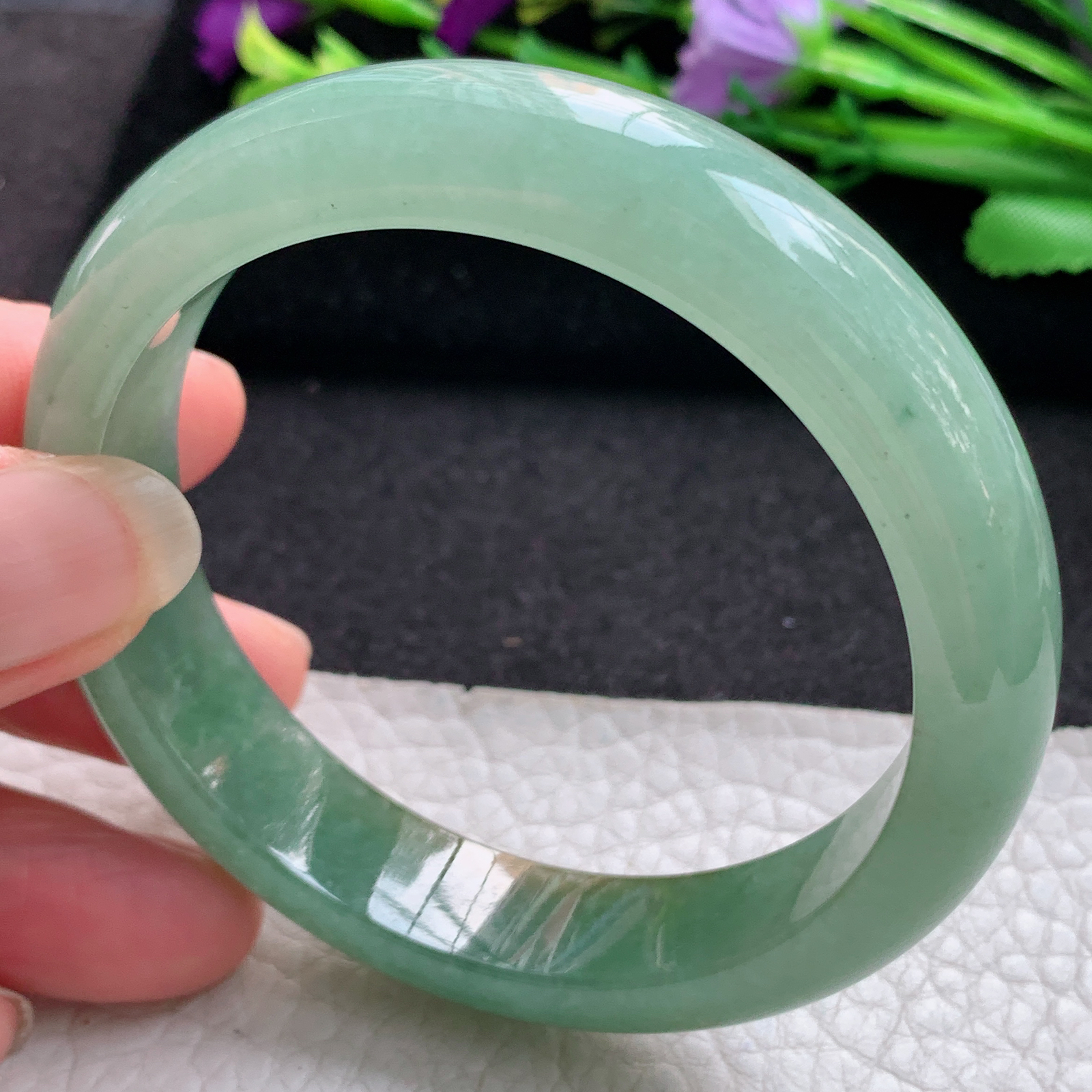 zjf实拍56*13*7.8平安镯 缅甸翡翠A货玉手镯精美黄加绿正圈玉手镯