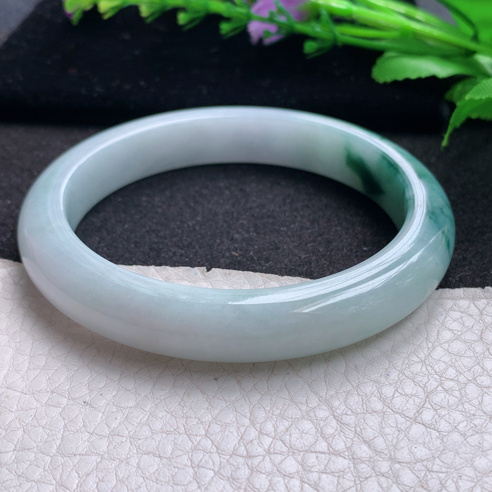 xc大圈口62*11.7*8.5平安镯 缅甸翡翠A货玉手镯精美飘花大气正圈玉手镯