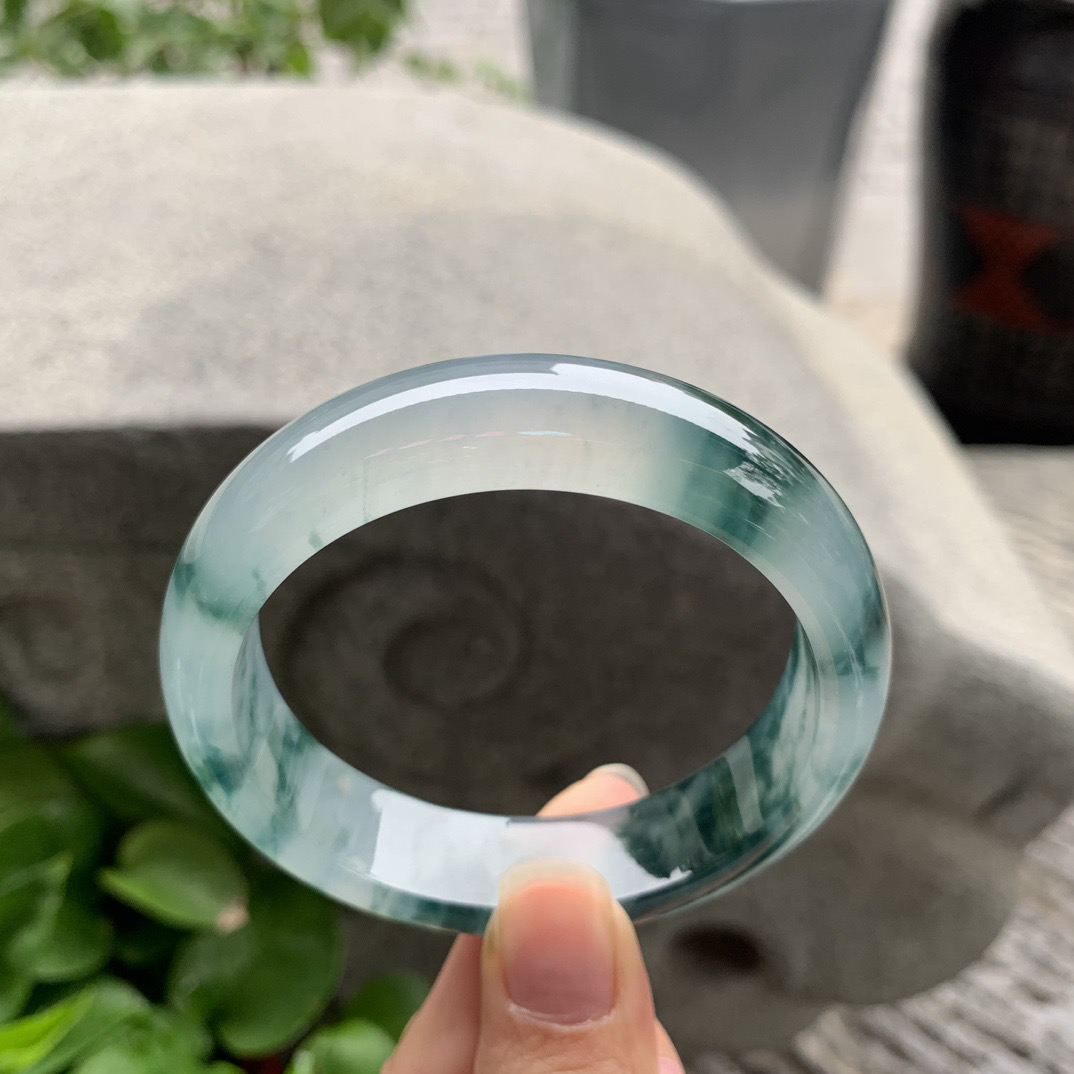 圈口 57-14.9-8【冰种飘花正圈手镯】正圈57 58可戴