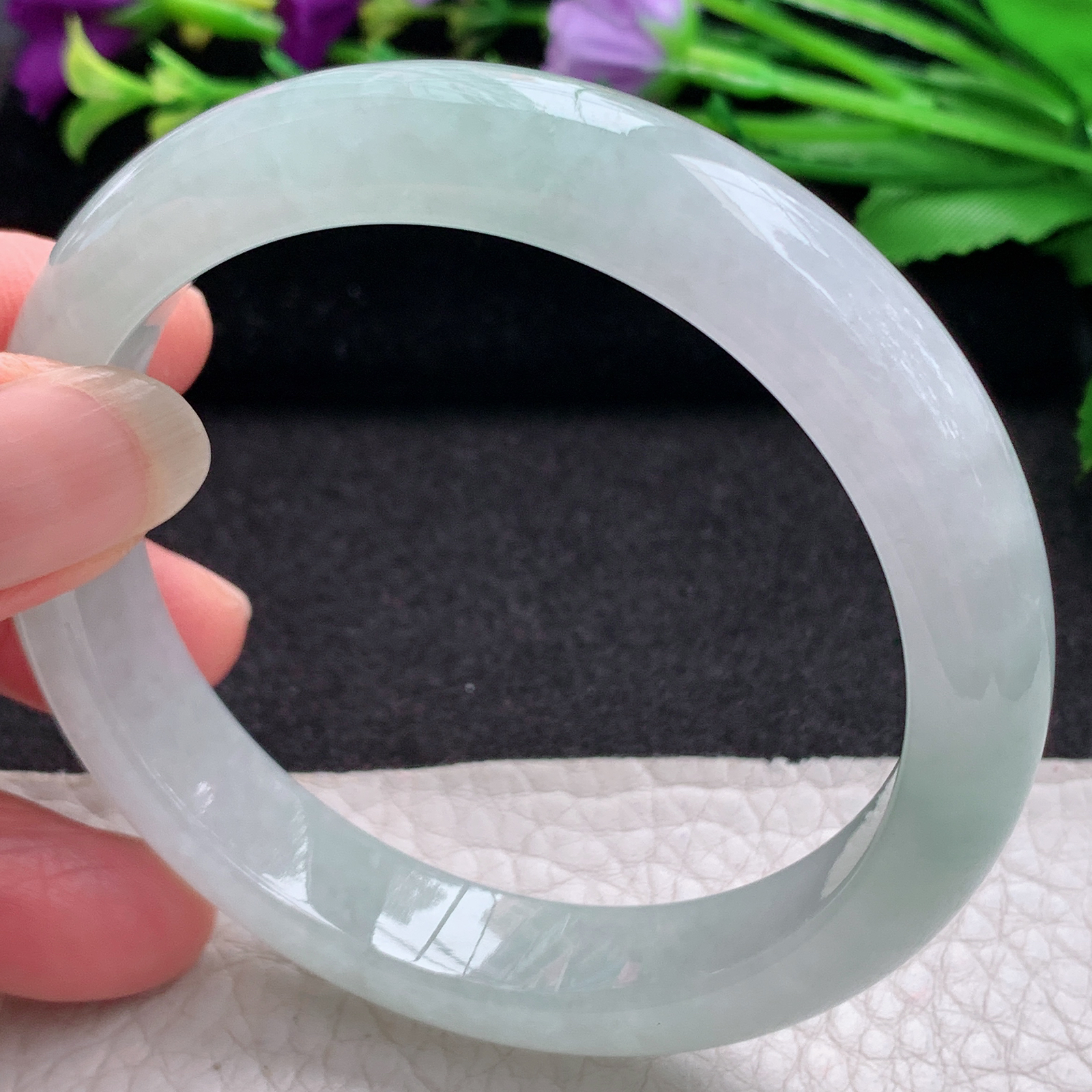 xx清新款57*11.8*8平安镯 缅甸翡翠A货玉手镯精美冰爽正圈玉手环