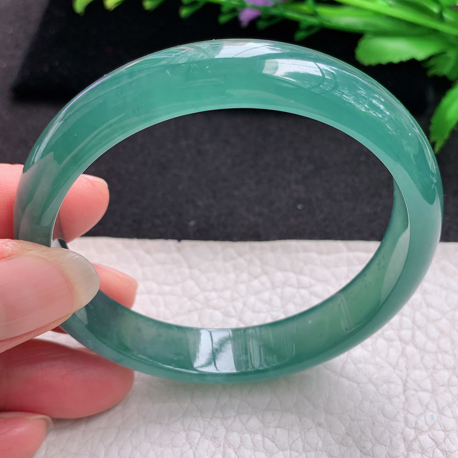 ll实拍57.5*12*6.5平安镯 翡翠A货玉手镯精美冰蓝正圈玉手镯