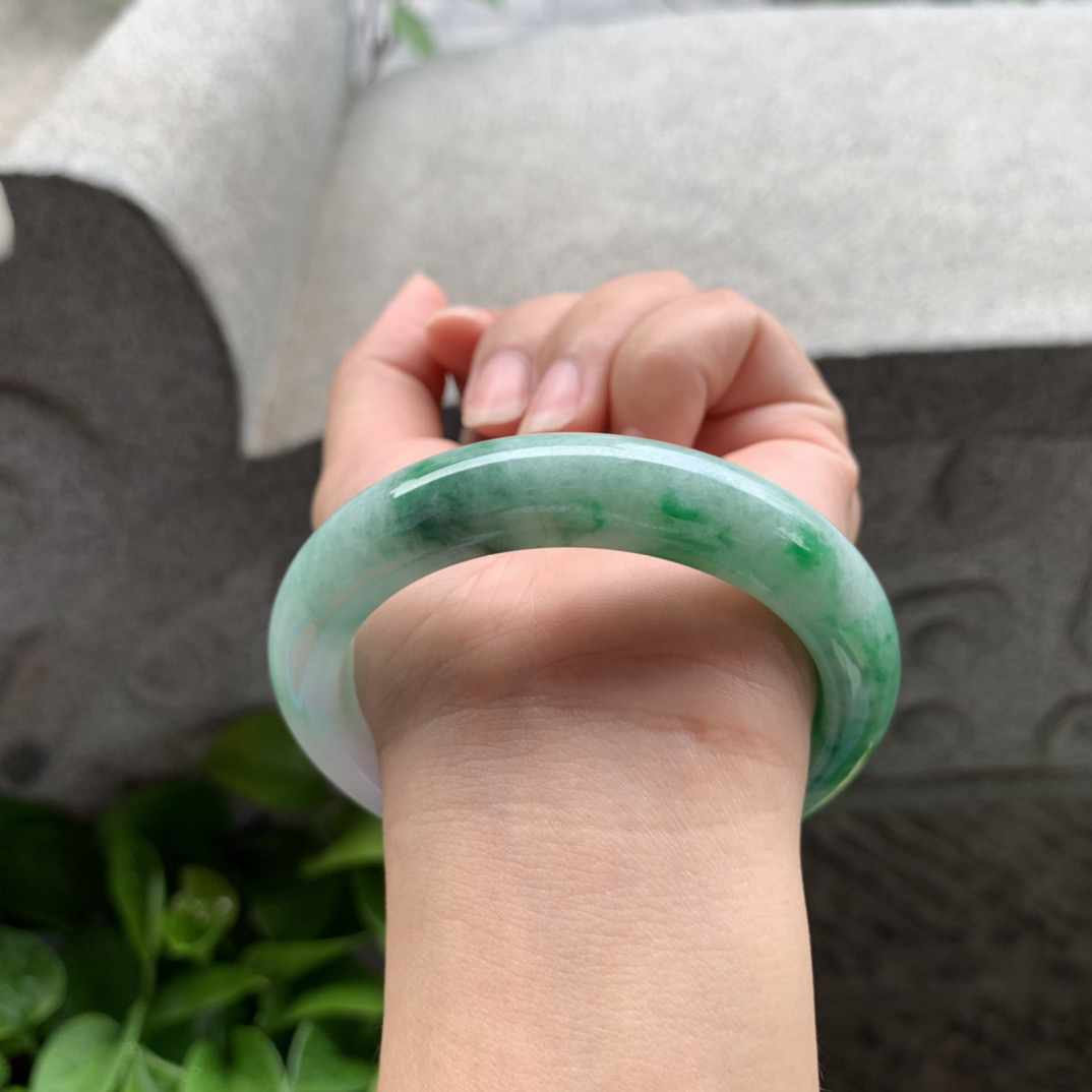 圈口 57.7-12.4-9.3【辣绿正圈手镯】正圈57 58可戴