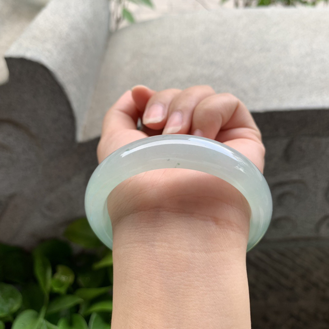 圈口55.8-12.5-7.9 【冰晴绿正圈手镯】正圈55 56可戴