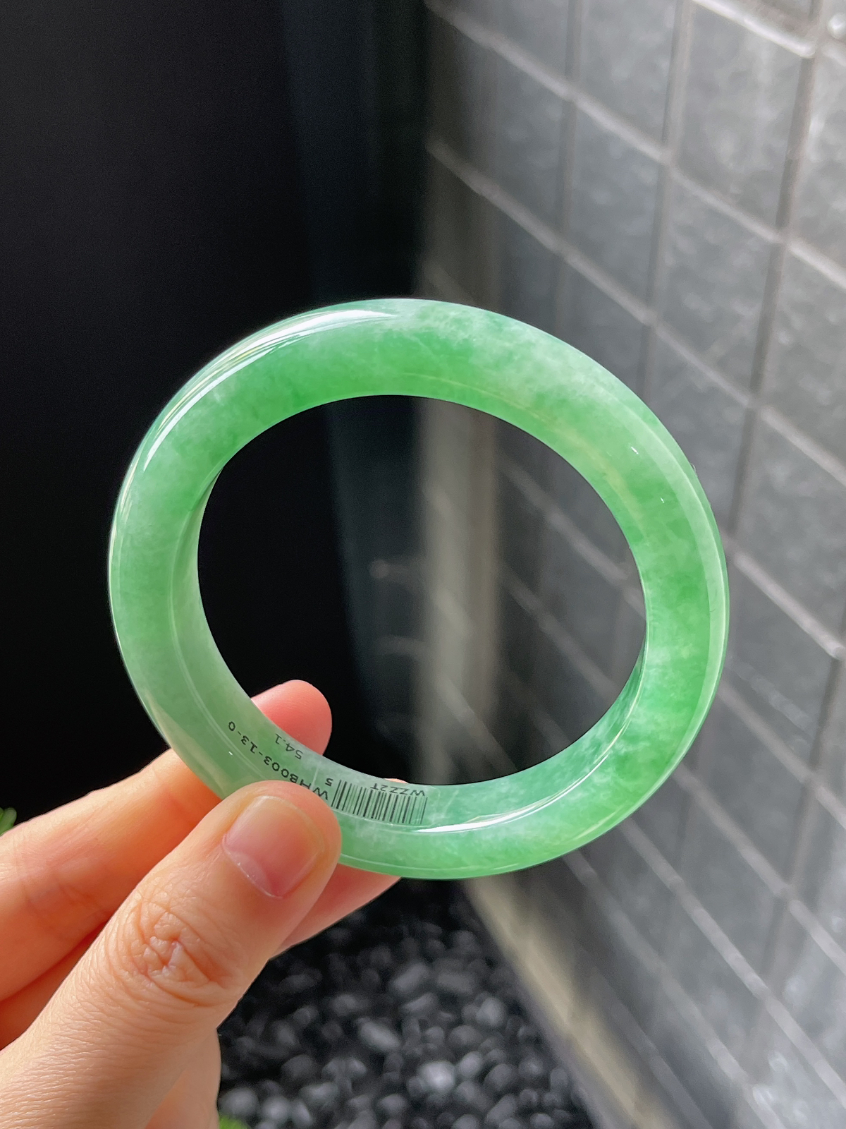 正圈54.1圈口，翡翠冰糯种绿色手镯