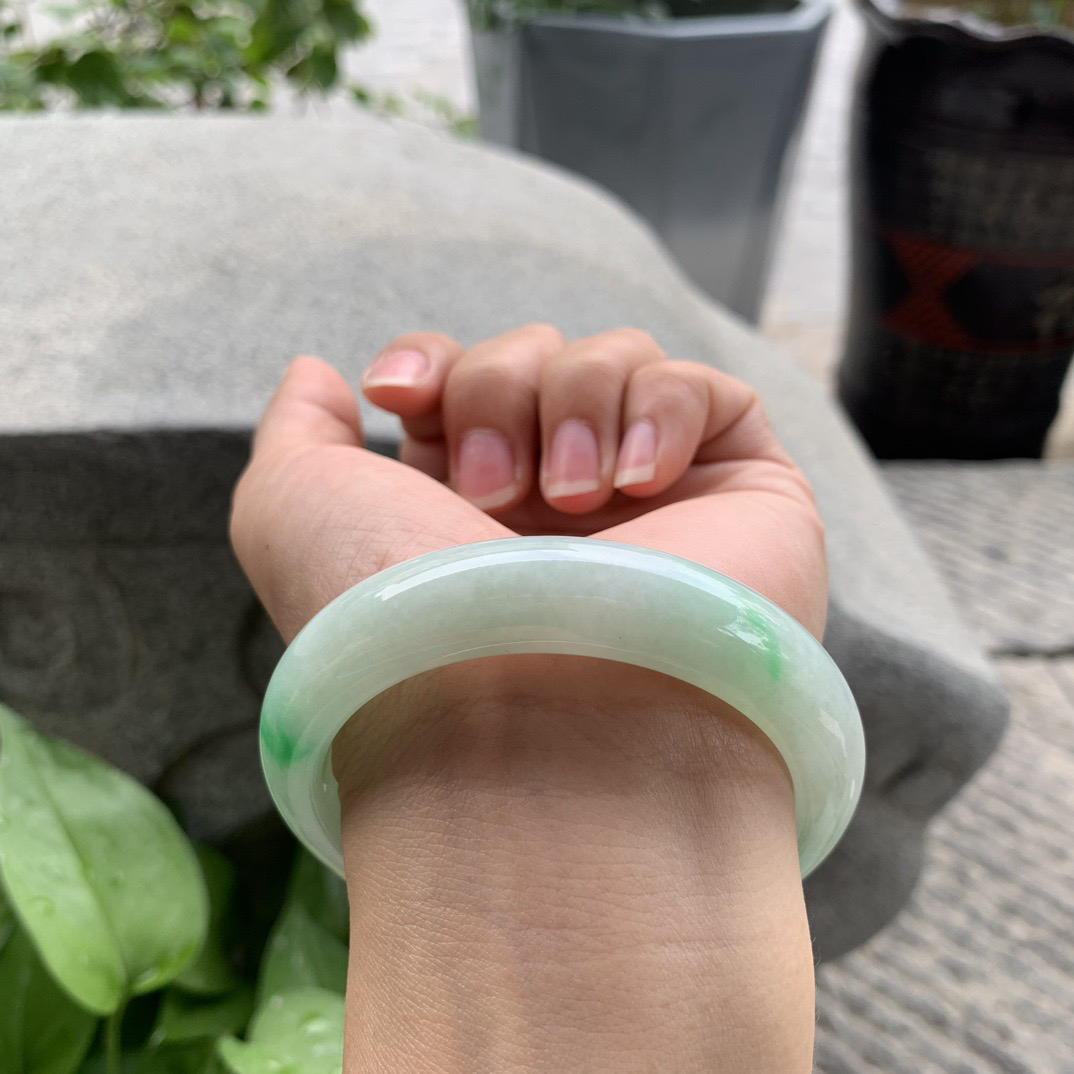 圈口 55.8-13-8.7【飘阳绿正圈手镯】正圈55 56可戴