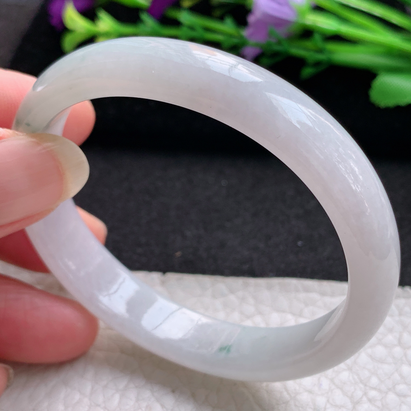 zjf实拍54*49*11.5*6贵妃镯 缅甸翡翠A货玉手镯精美飘花秀气蛋形玉手镯