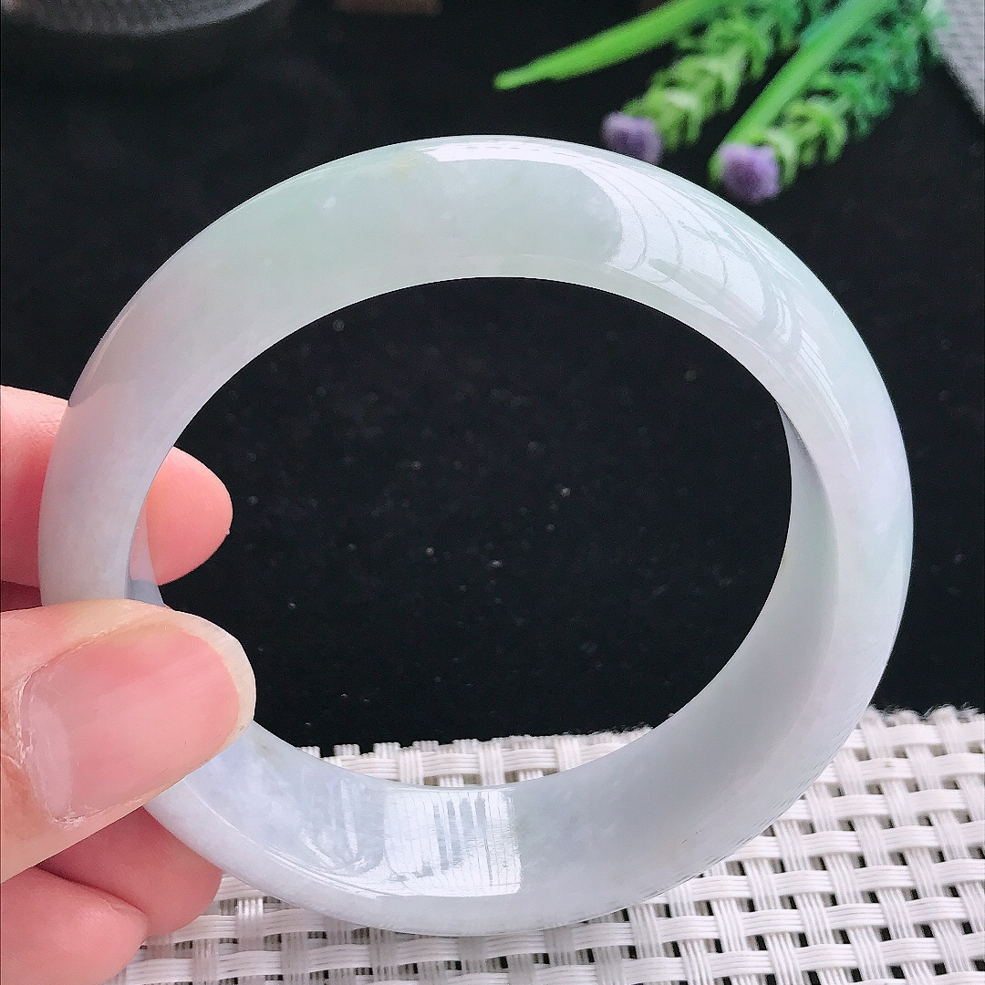 实拍天然翡翠58/18.3/8.4轮胎镯老坑精美温润宽边手镯玉镯手环