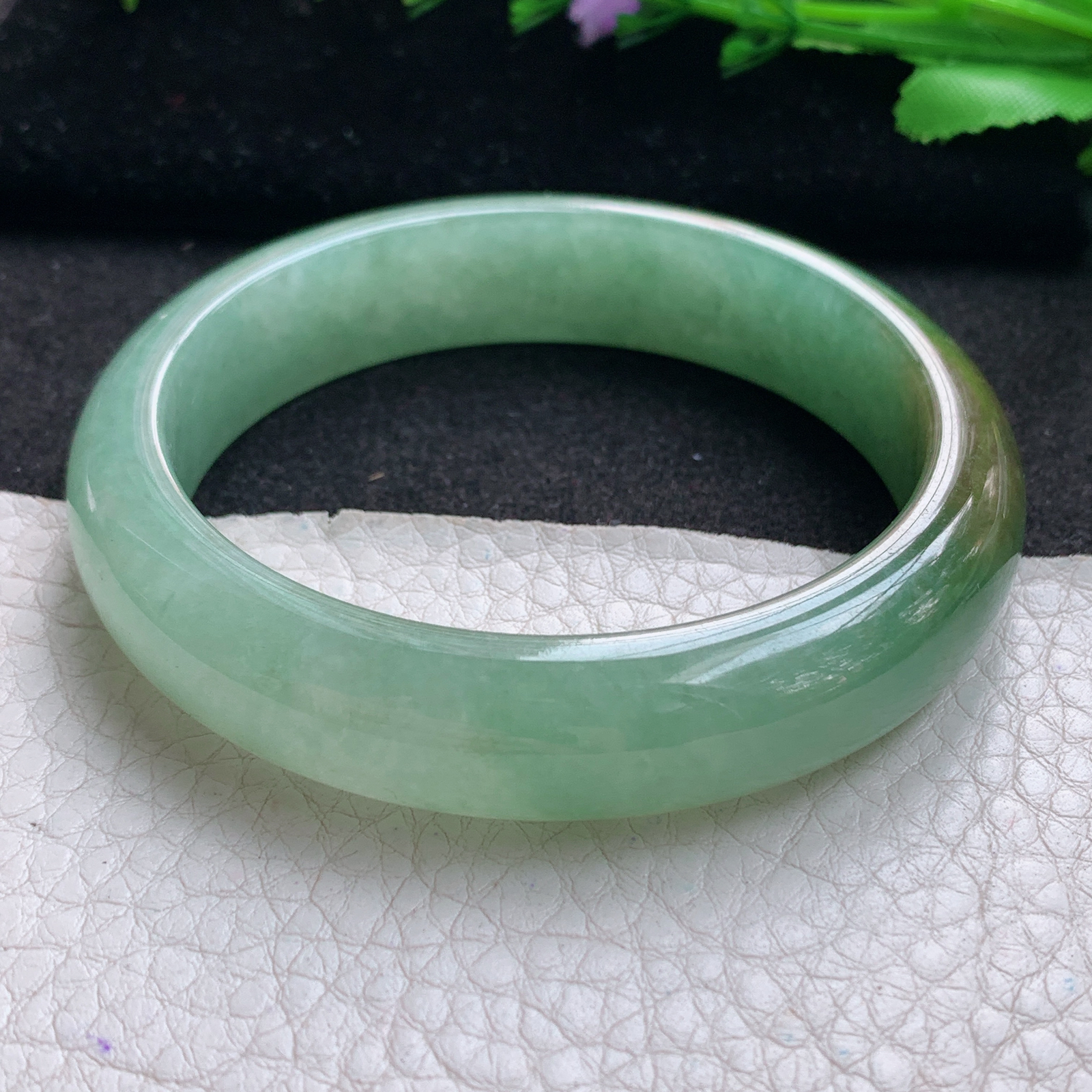 zjf实拍56*13*7.8平安镯 缅甸翡翠A货玉手镯精美黄加绿正圈玉手镯