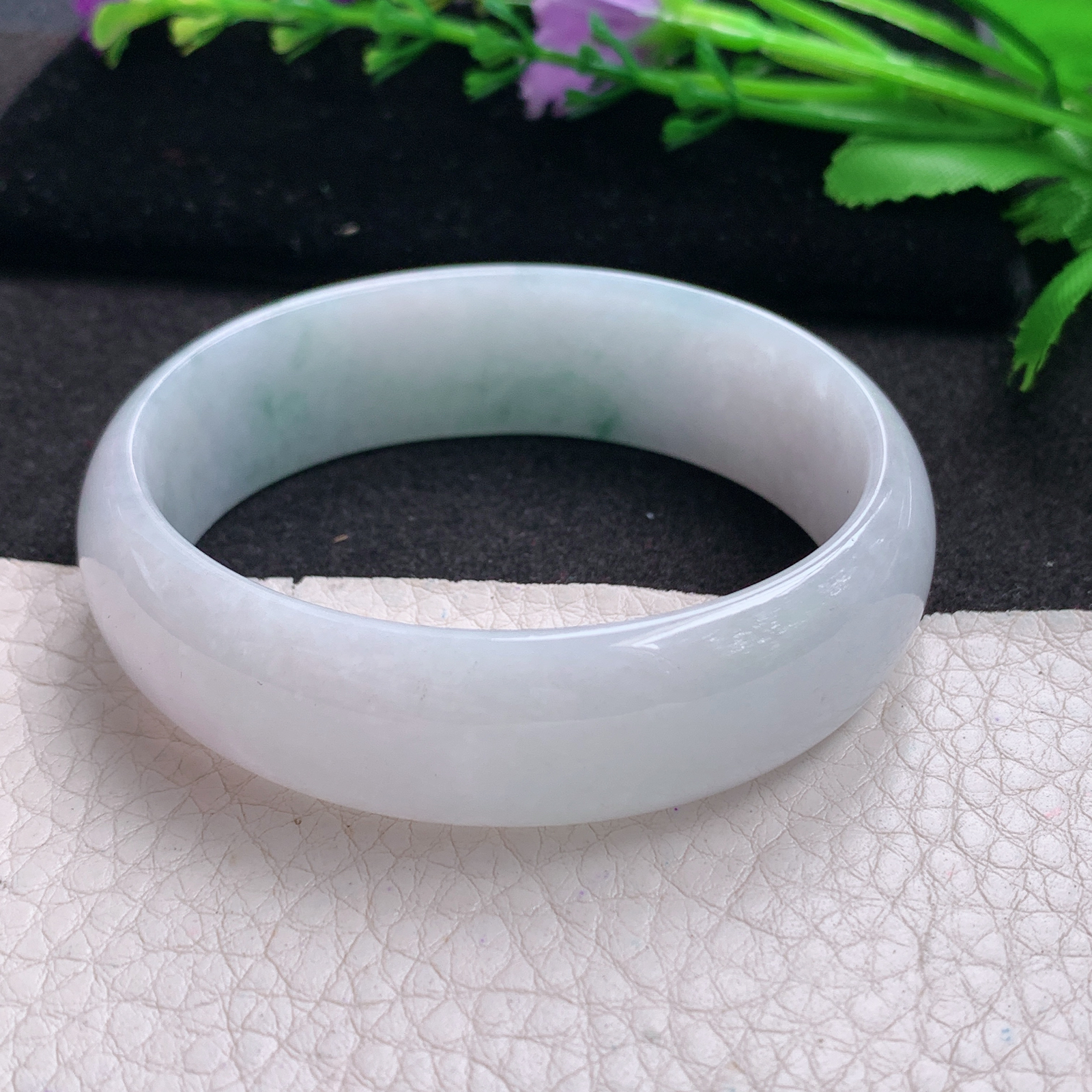 ee小圈口53.8*48.8*16.6*6.2轮胎贵妃镯 缅甸翡翠A货飘花玉手镯