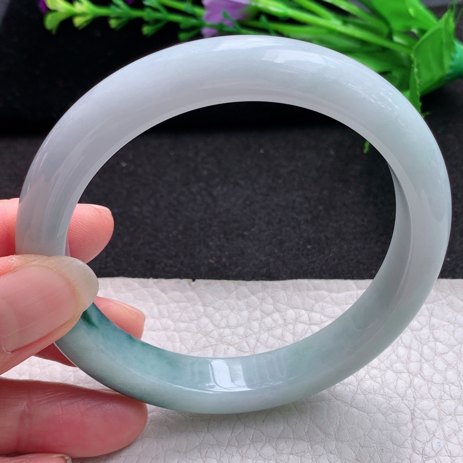 xc大圈口62*11.7*8.5平安镯 缅甸翡翠A货玉手镯精美飘花大气正圈玉手镯