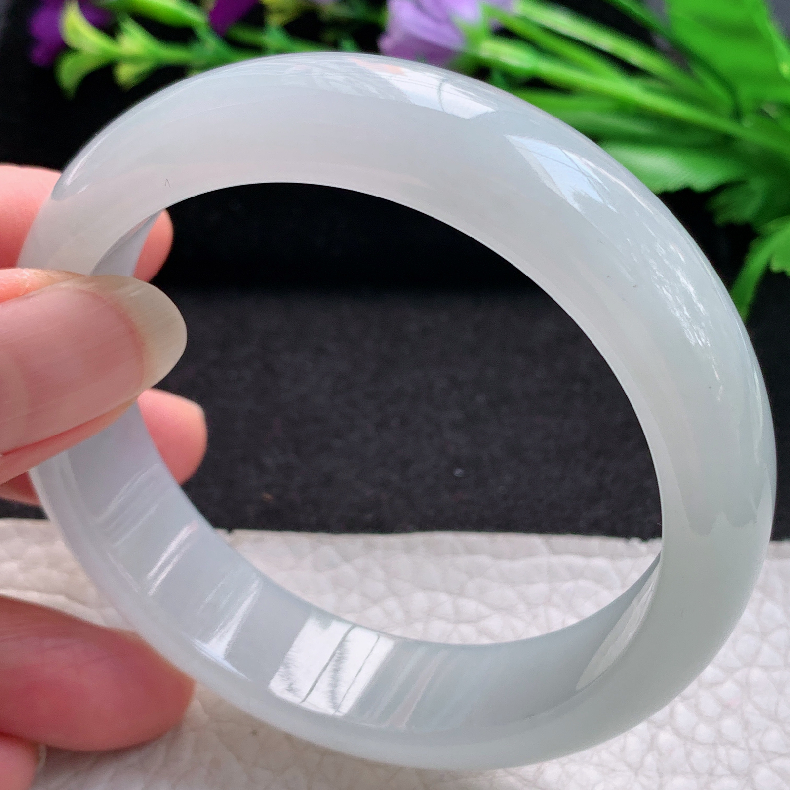 fl实拍58*15.8*8轮胎镯 缅甸翡翠A货玉手镯精美白月光正圈玉手镯