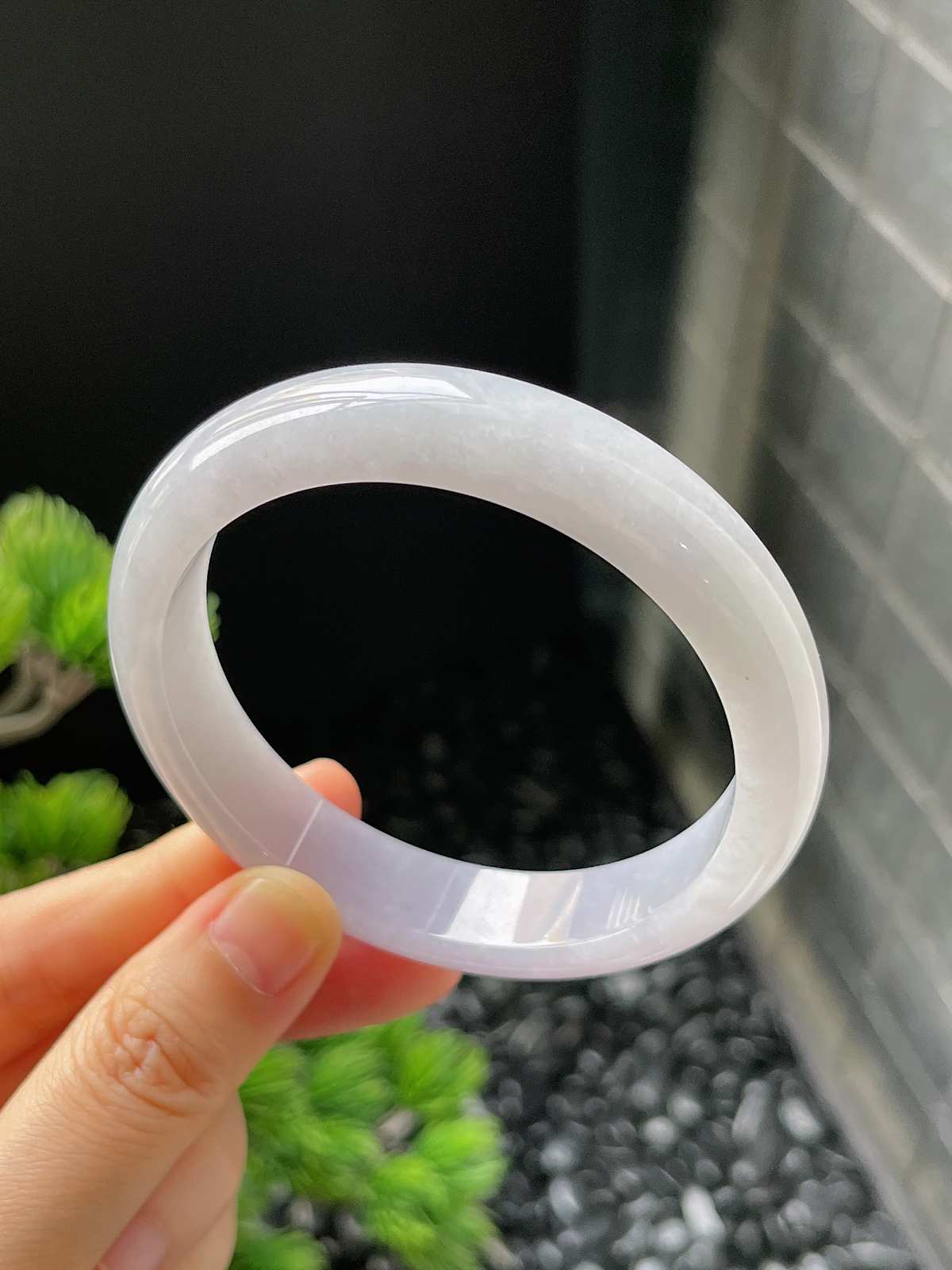 正圈57.6圈口，翡翠糯化种春带彩手镯