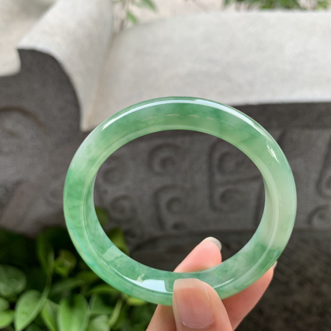 圈口54.6-11.9-8 【冰芙蓉绿正圈手镯】正圈54 55可戴