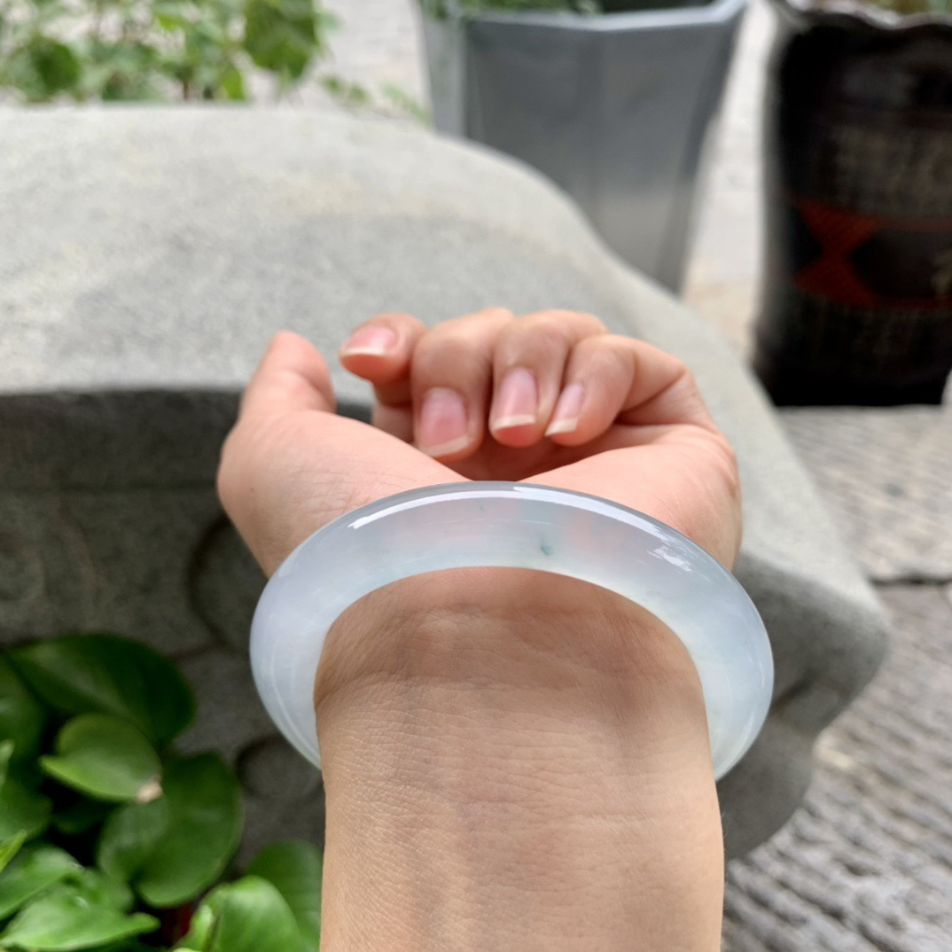 小圈口52.7-10.1 【高冰种圆条手镯】圆条52 53可戴