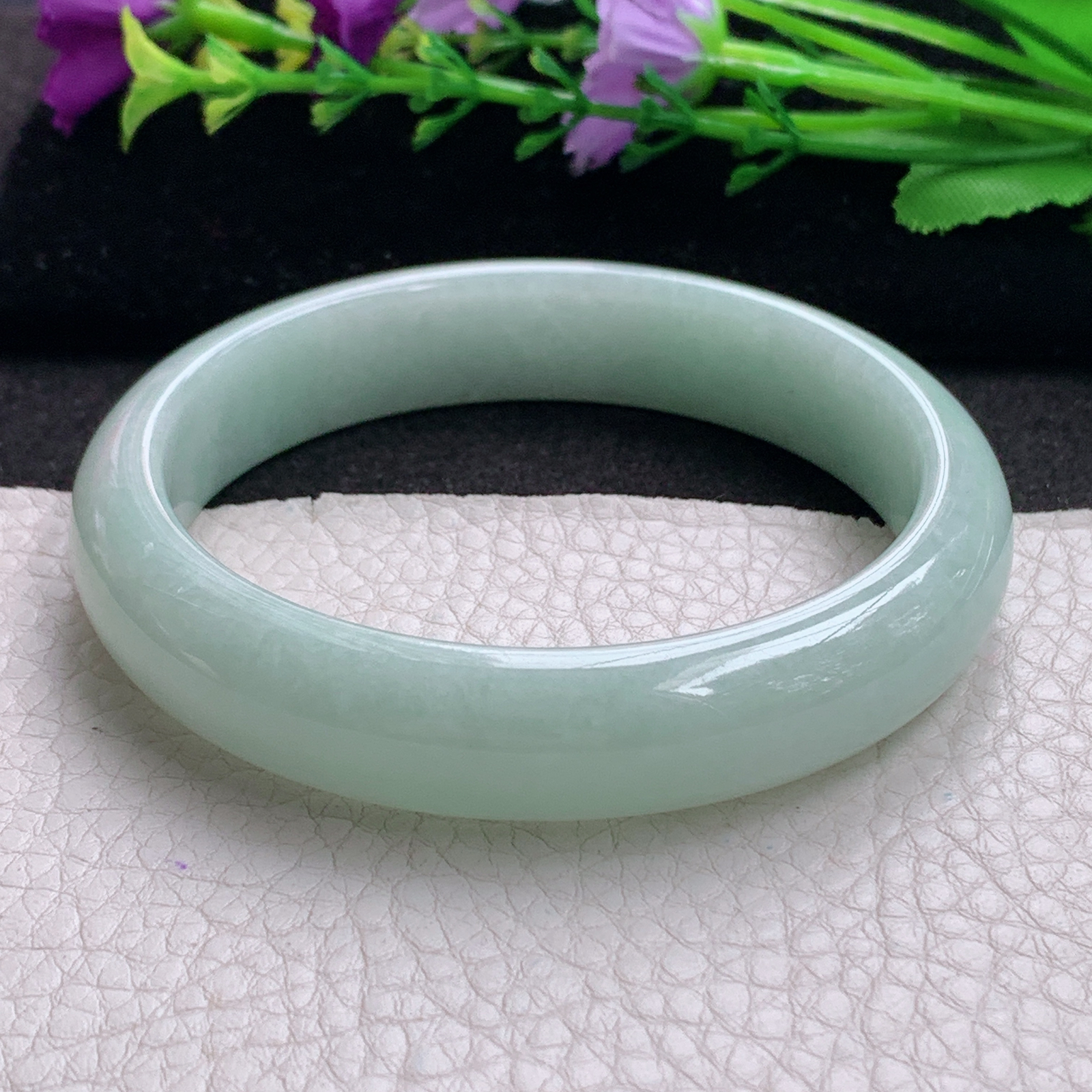 xx大圈口62*13.8*7.6平安镯 缅甸翡翠A货玉手镯精美浅绿正圈玉手环