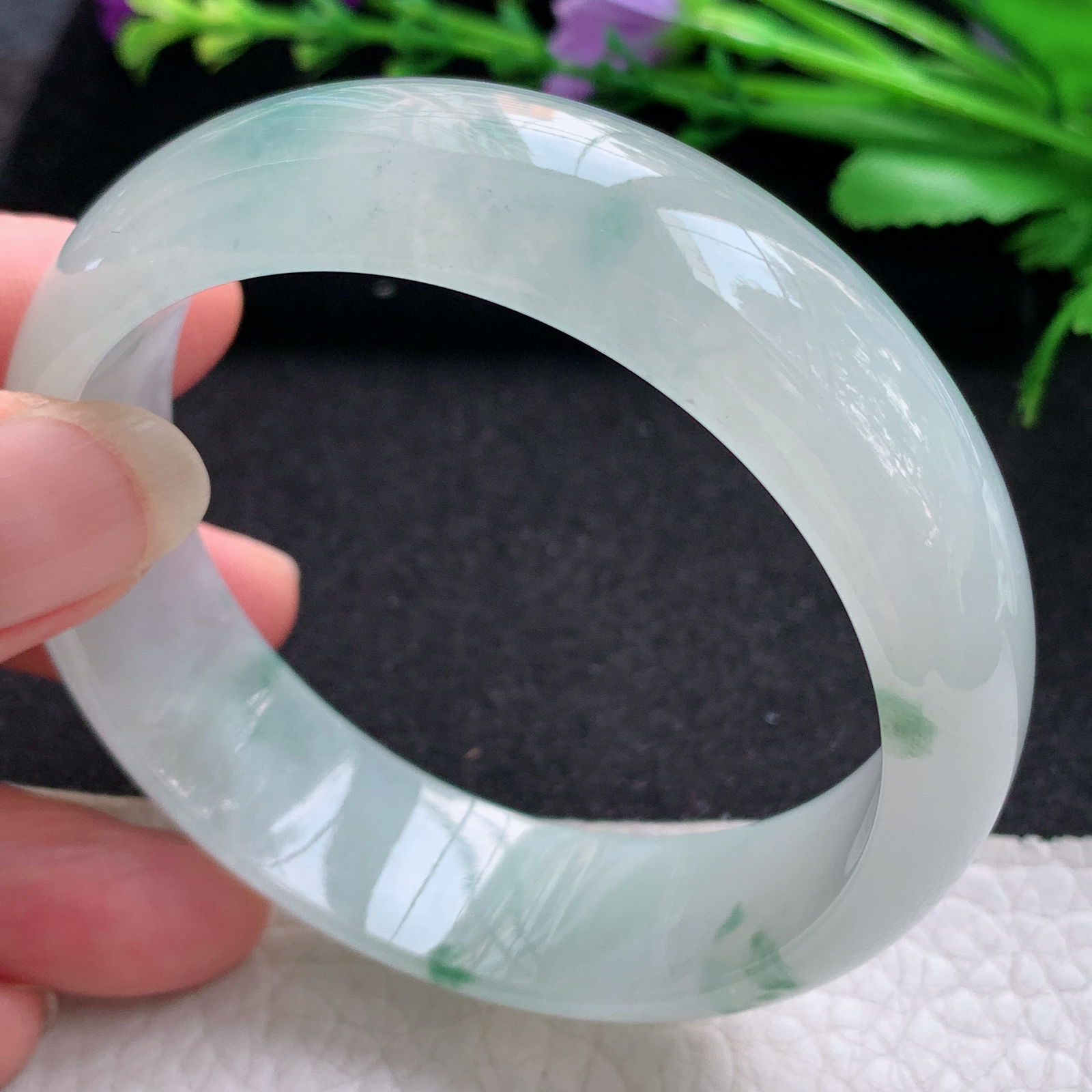 ax实拍57.5*17.5*7.5轮胎镯 缅甸翡翠A货玉手镯精美冰飘花大气正圈玉手镯